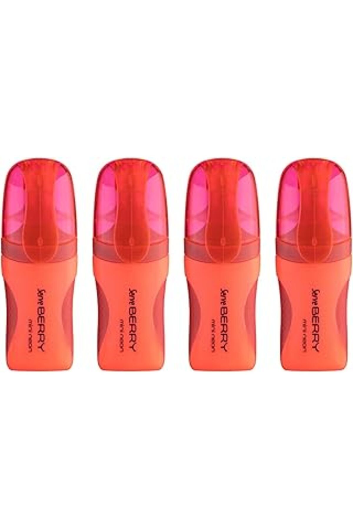 Pazarcan Serve Berry Mini Fosforlu Kalem Kirmizi 4Lu Set