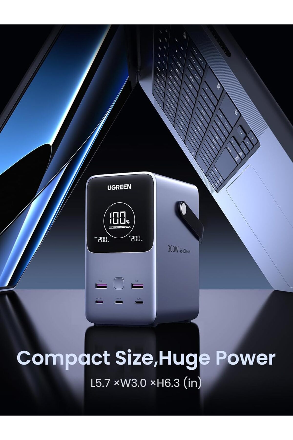 Ugreen-300W 48000mAh Power Bank with Smart Digital Display, Suitable for Macbook, Mobile, tablet & More 6