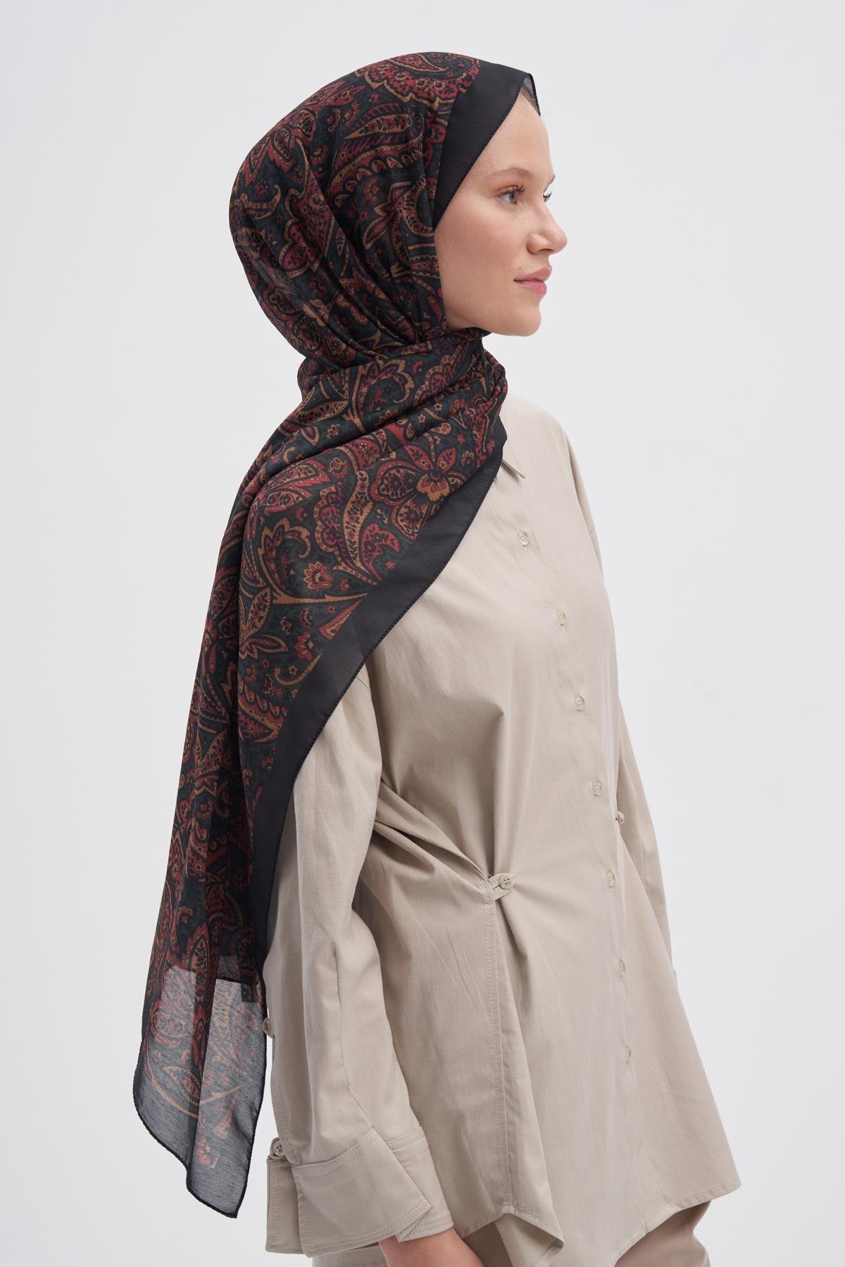 carell Bloom Dark Nilla Pamuklu Şal görsel 5