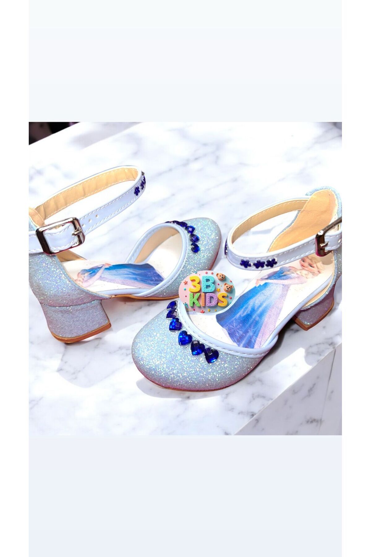 3b kids-Elsa Frozen Special Design Silvery Children's High Heels 3