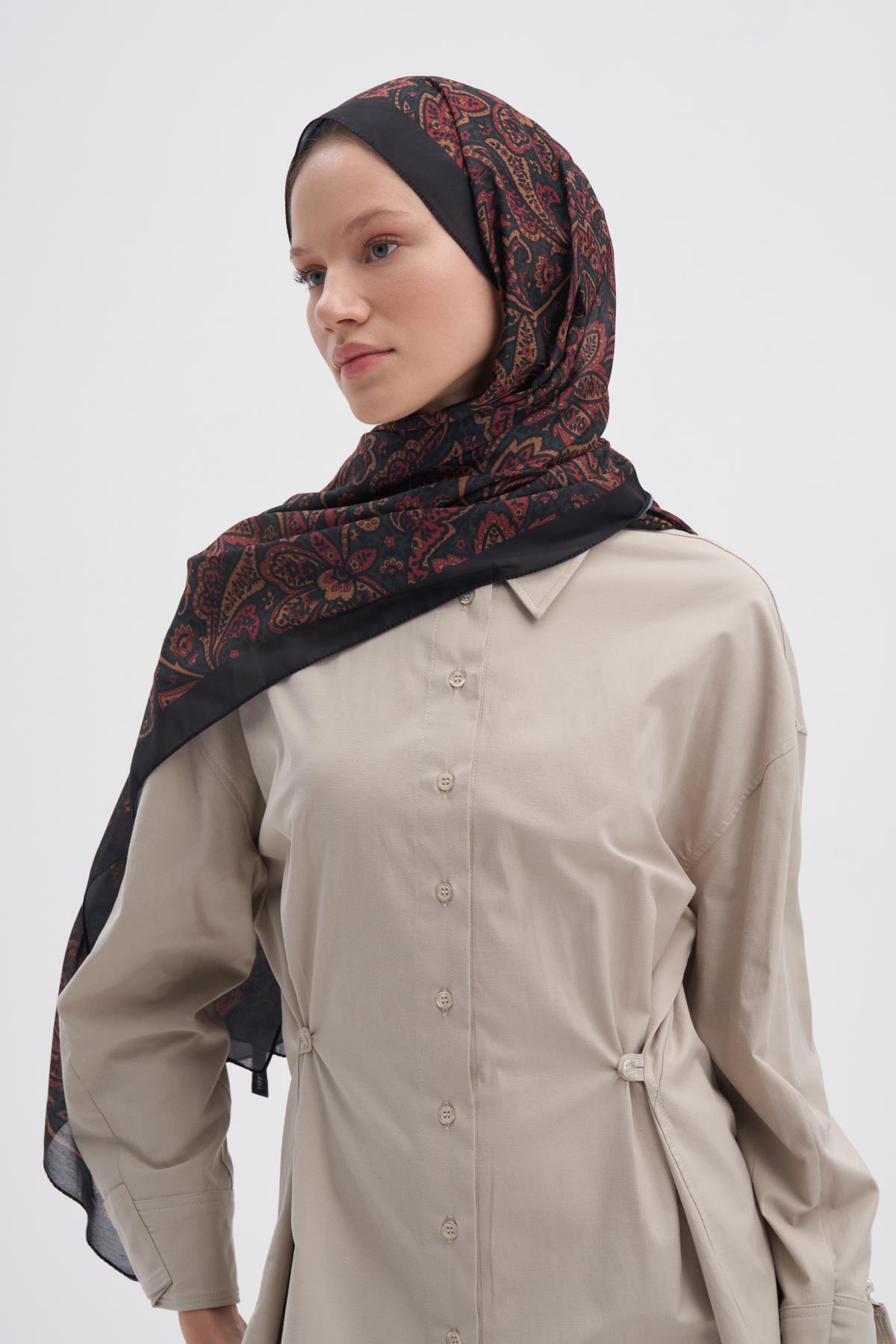 carell Bloom Dark Nilla Pamuklu Şal görsel 4