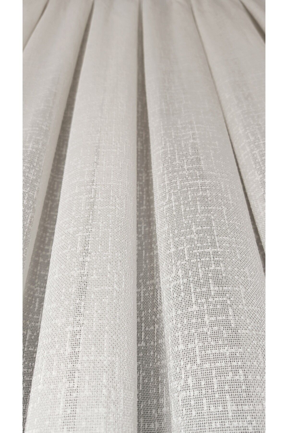 Yuka-Ecru Steel Knitted Tulle Curtain with Gray Stripe 1/3 Tight Pleat Does Not Wrinkle Ironing Suitable for Every Room 6