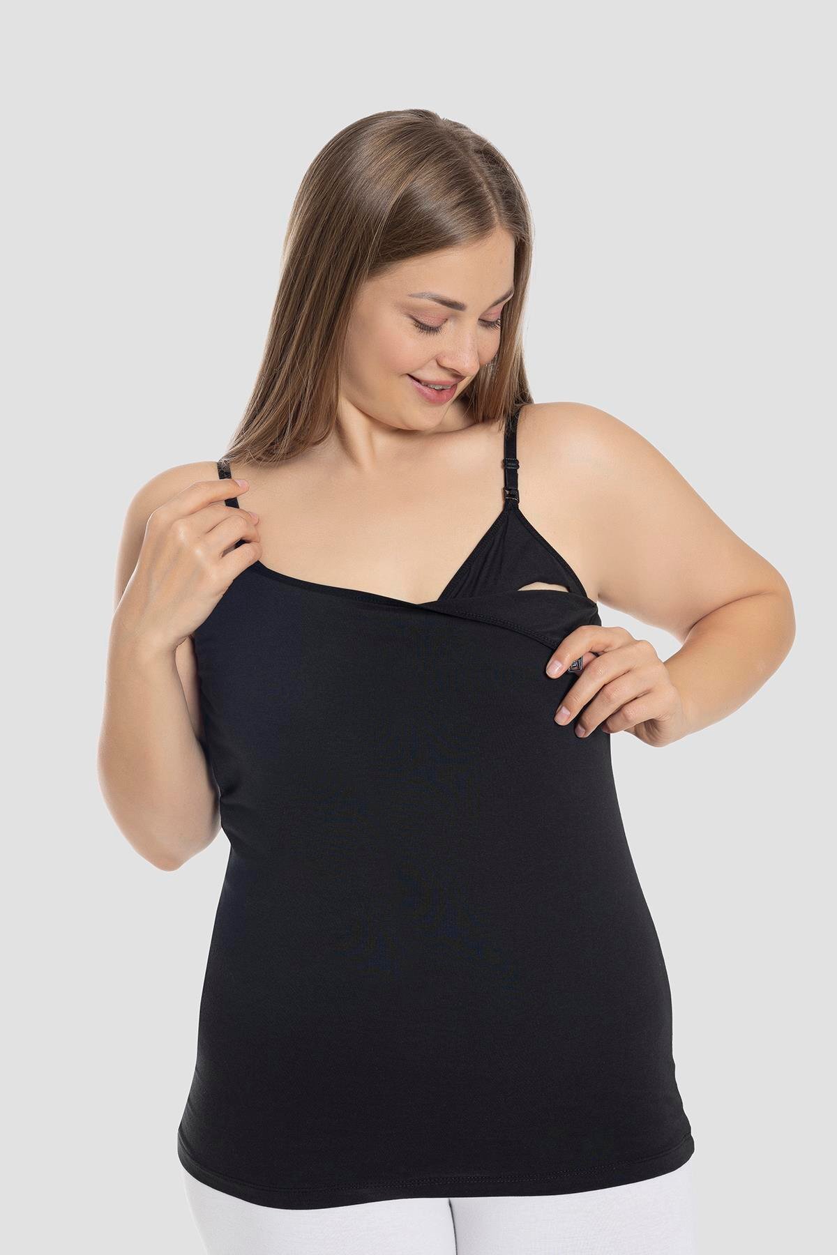 Arma Yıldız 3 Adet Kadın Siyah Emzirme Atleti Pamuklu Likralı fotoğrafı 3 (önizleme)