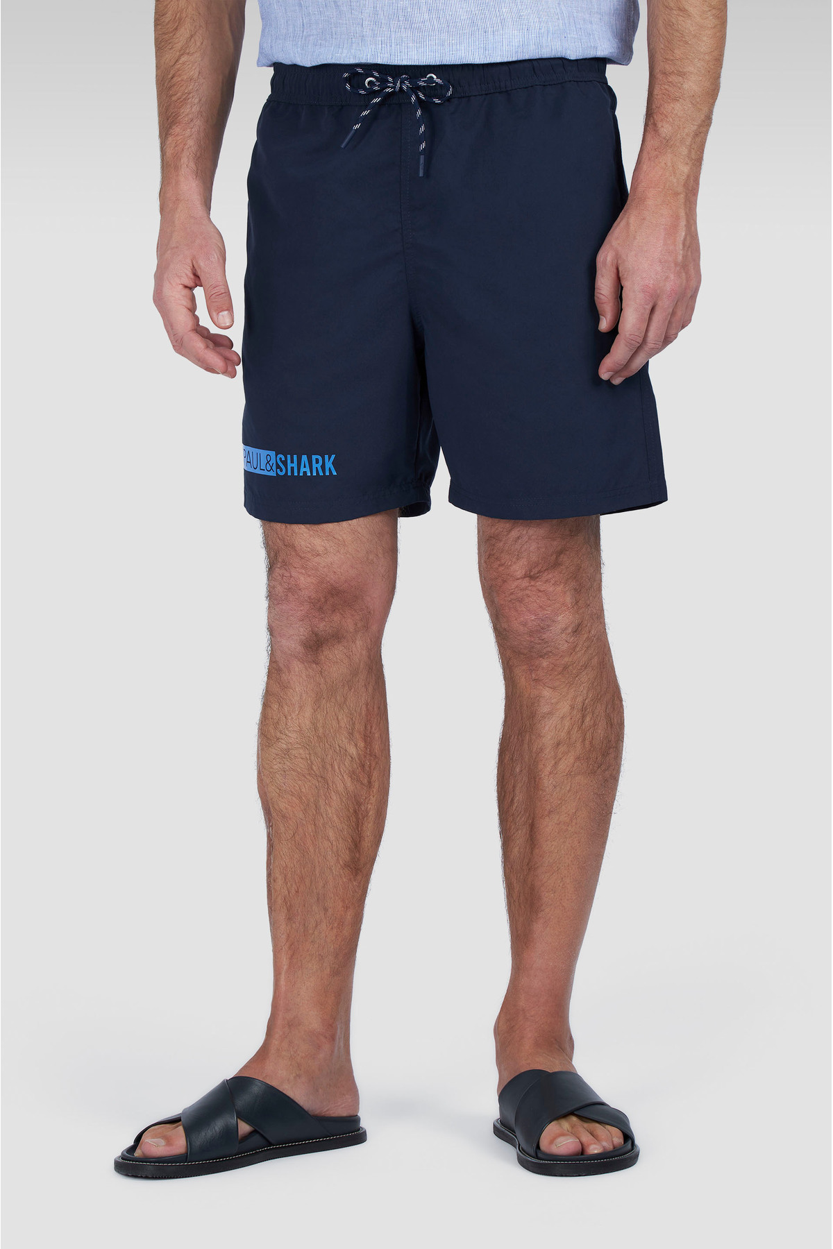 پال اند شارک شلوارک شنا مردانه کوتاه سرمه‌ای با کمر کشی و لوگو چاپی 25415004A-013