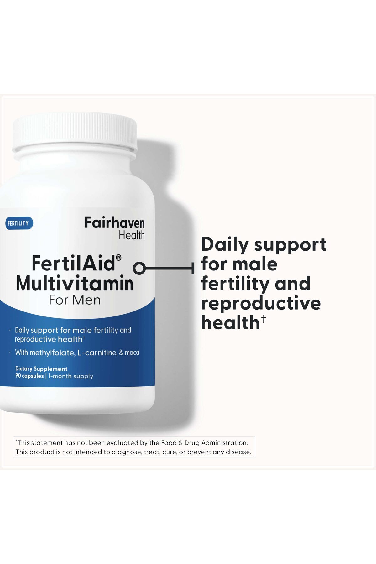 Fairhaven Health FertilAid for Men | Fertility, Count & Motility Support | L -carnitine, Zinc, Folate