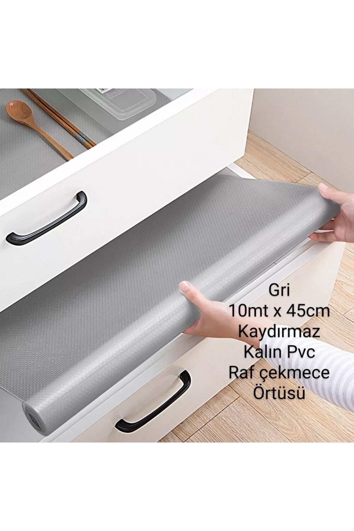 Blue Home EVA Kaymaz Raf Astarı Rulosu Mutfak, Buzdolabı & Dolaplar için Çekmece Matı /KOYU GRİ 45 x 10 MT