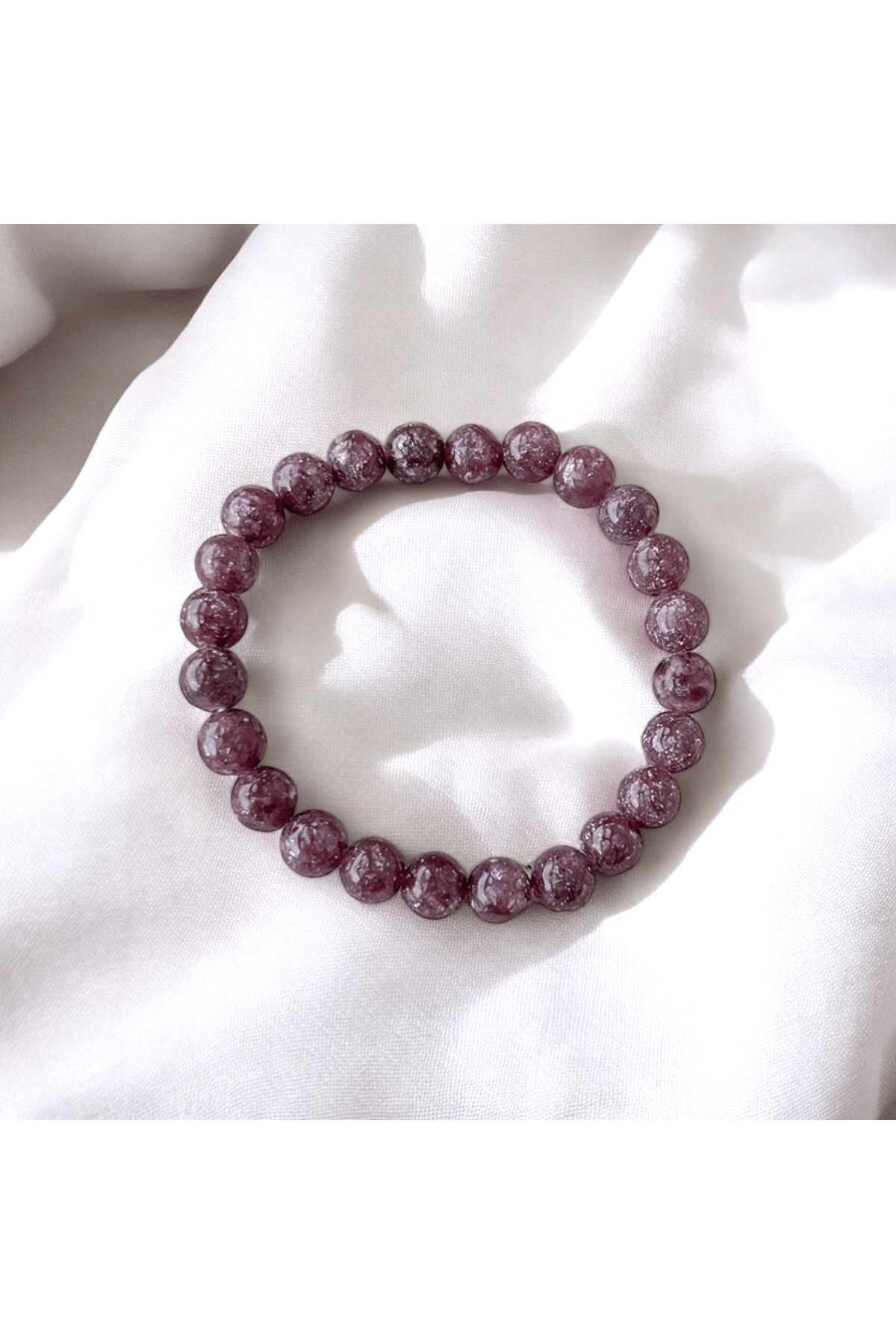Beauty Box Lepidolit %100 Saf Doğaltaş Crown (Sahasrara) Chakra En Iyi Kalite 22cm Unisex Bileklik