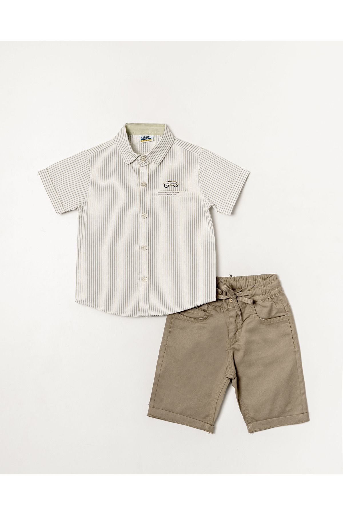 Pasur Bebe Cămașă Cu Mânecă Scurtă - Costum Dublu Pentru Băiat Cu Capris De In Masculin - 4–5 years
