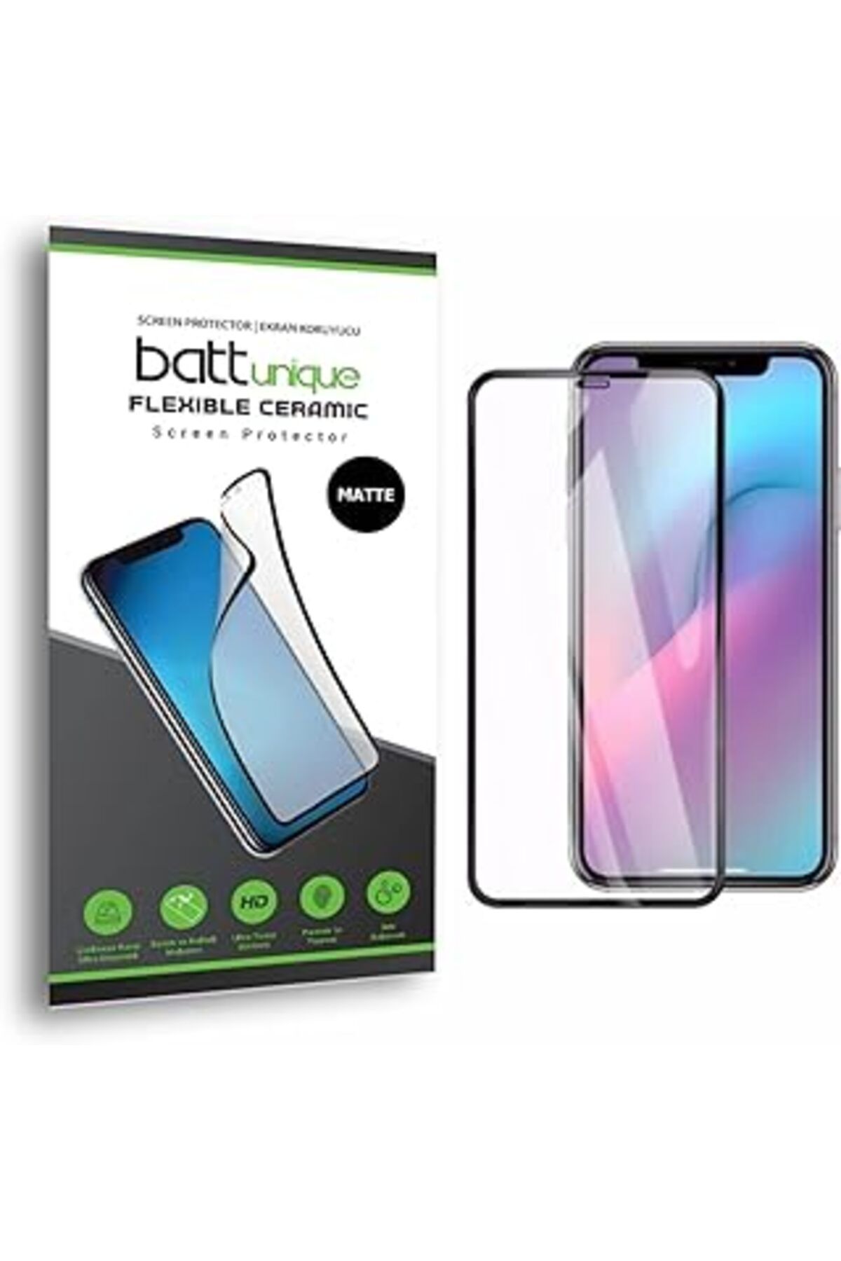 Pİ GLOBAL Battunique İphone 7 G / 8 G Siyah Esnek Mat Seramik Ekran Koruyucu Jeletin