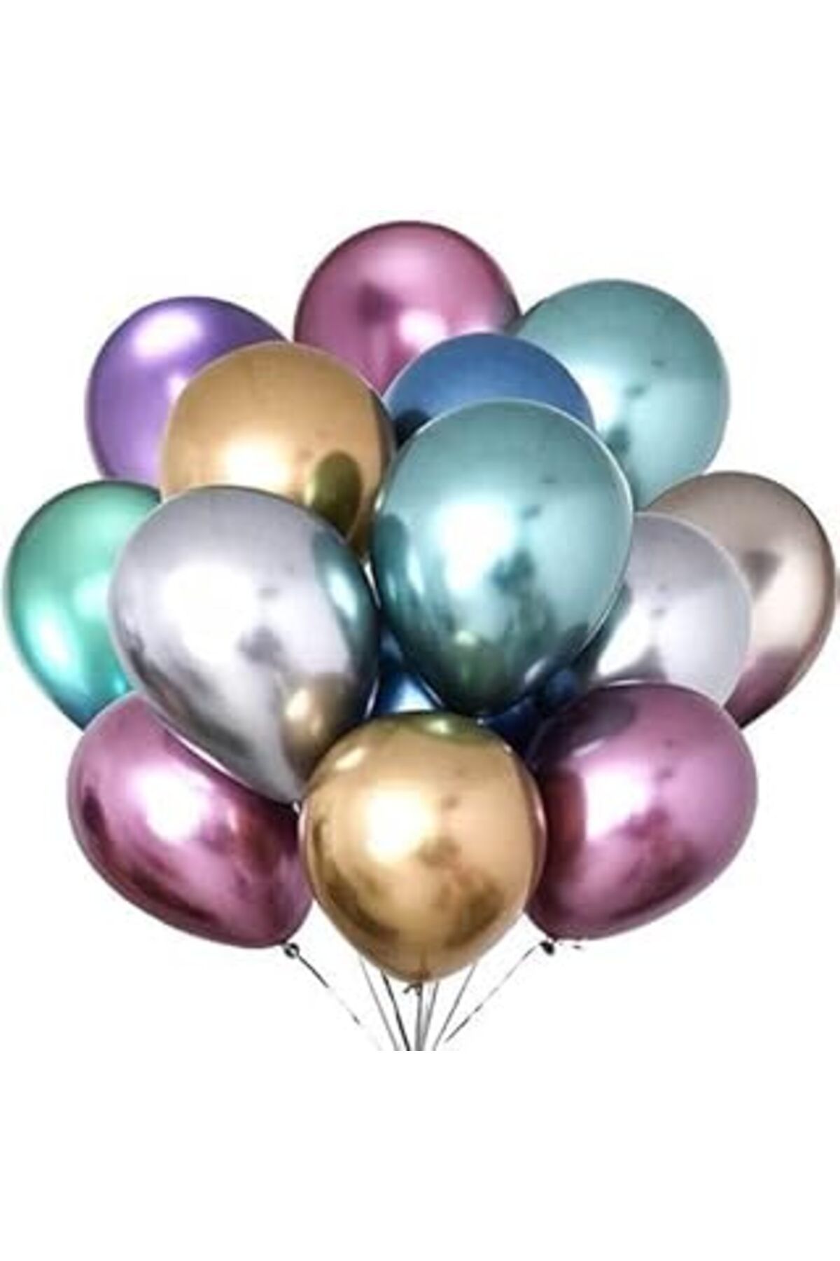 Mu Art Benim Marifetlerim - Karışık Renkli Parlak Krom Balon 12 Inch 5 Adet