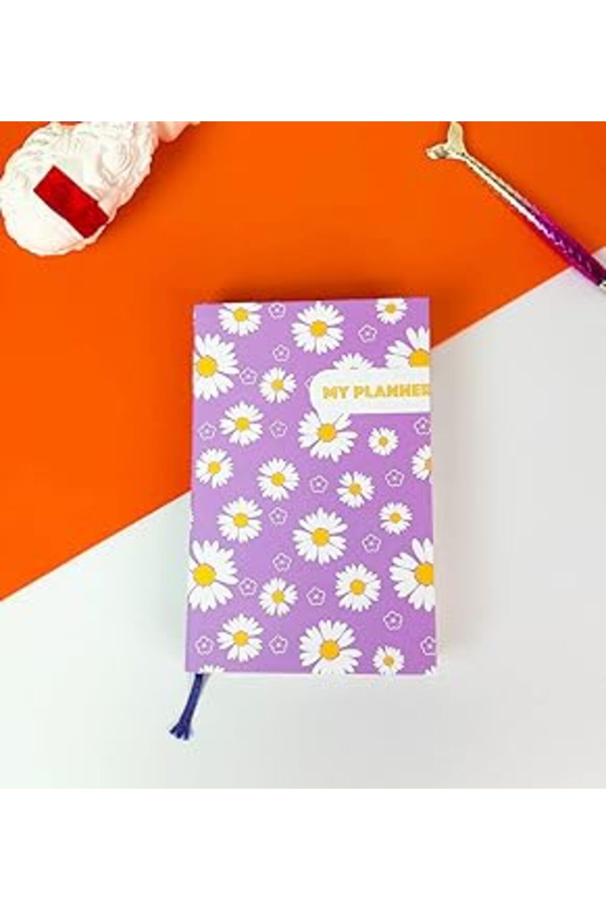 robotrend Mor Papatya Tasarımlı Kalın Kitap Görünümlü Defter
