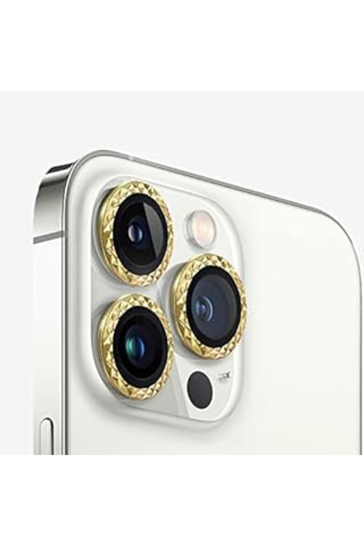 TBSProjects Minesk İphone 13 Pro / 13 Pro Max Uyumlu Alüminyum Alaşım Elmas Kesim Çerçeveli Tempered Glass Kame