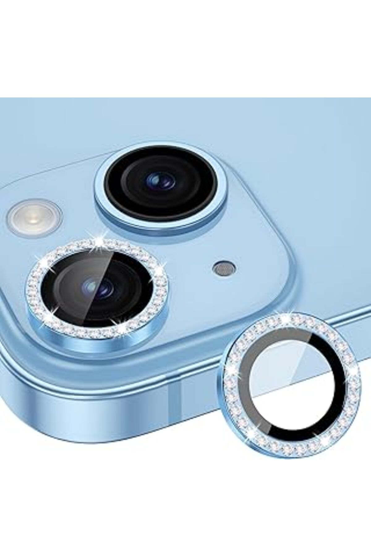 Pazarcan Bause Iphone 14/14 Plus / 15/15 Plus Ile Uyumlu 9H Temperli Şık Taşlı Kamera Lens Koruyucu (Light B