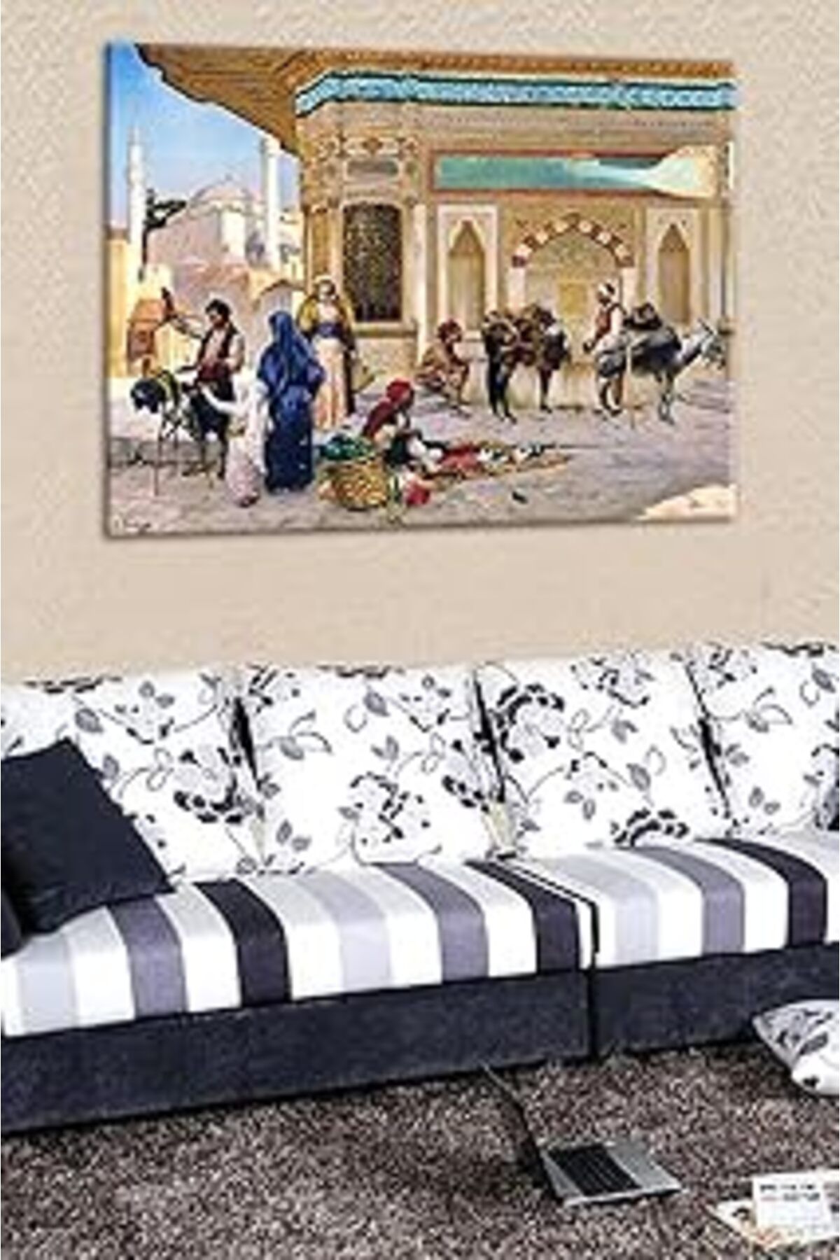 Pazarcan Talya Tablo Oryantalist Kanvas Tablolar Türk Osmanlı Kafkas 100X70 No-2892