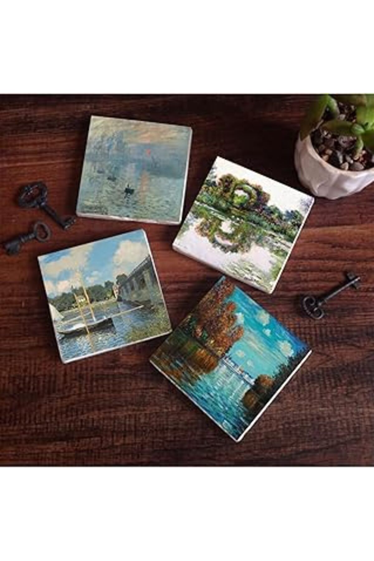 Mu Art Pinecone Claude Monet Sonbahar, Gül Çiçekli Kemer, Argenteuil'De Köprü, İzlenim Gün Doğumu Taş Bard