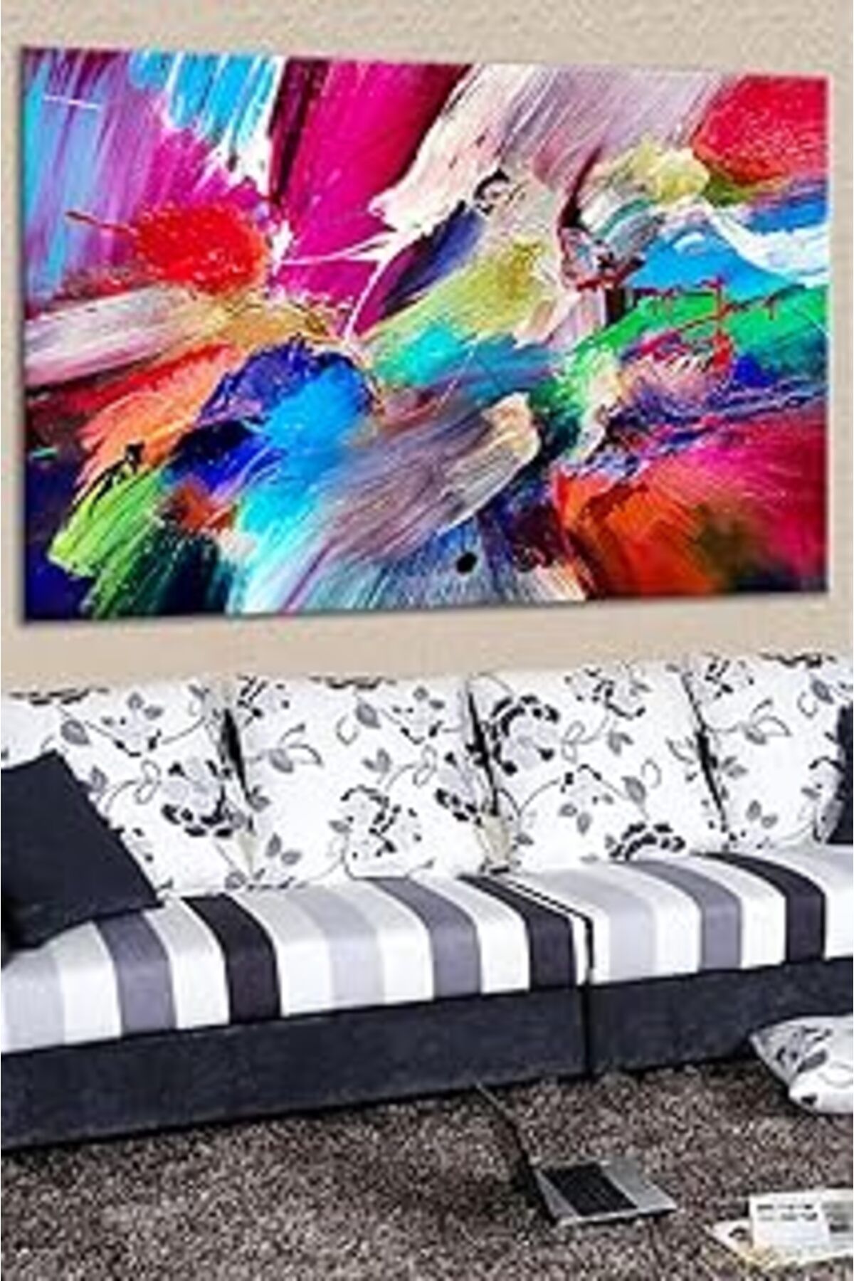 Pazarcan Talya Tablo Modern Renkli Soyut Kanvas Tablolar Oturma Odası Salon Koridor Ve Ofisler Için Ideal 50