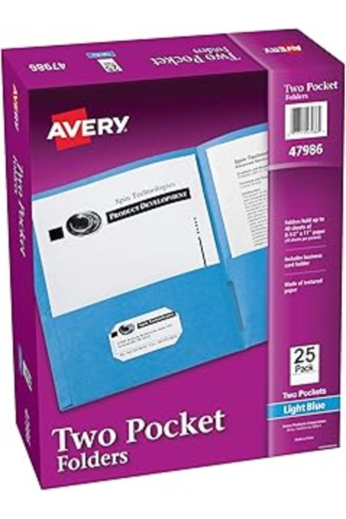NETWORK ART Avery İki Cep Klasörü, 40 Sayfaya Kadar Tutar, Kartvizit Yuvası, 25 Açık Mavi Klasör (47986)