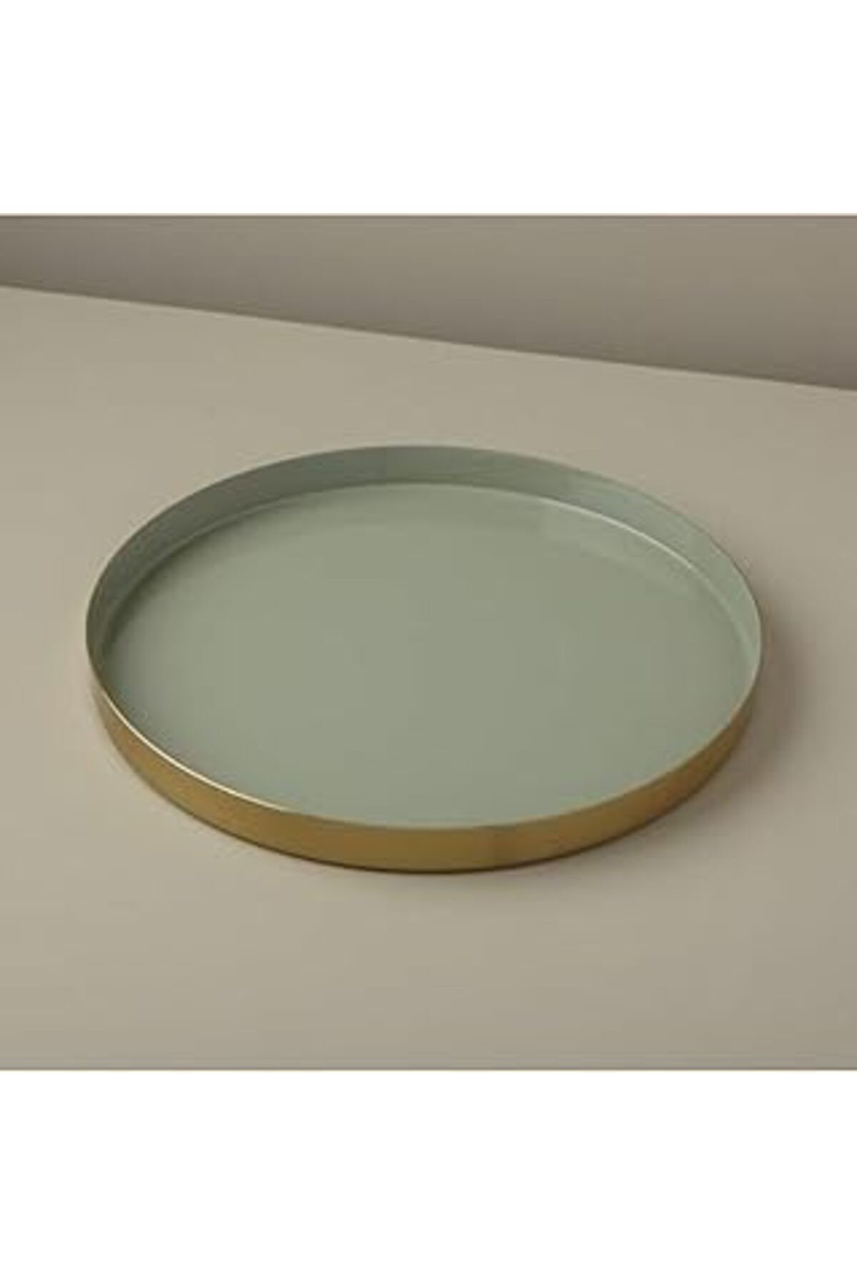 Mu Art Be Home Mat Altın Yeşil Tepsi Çap 38 X 3 Cm