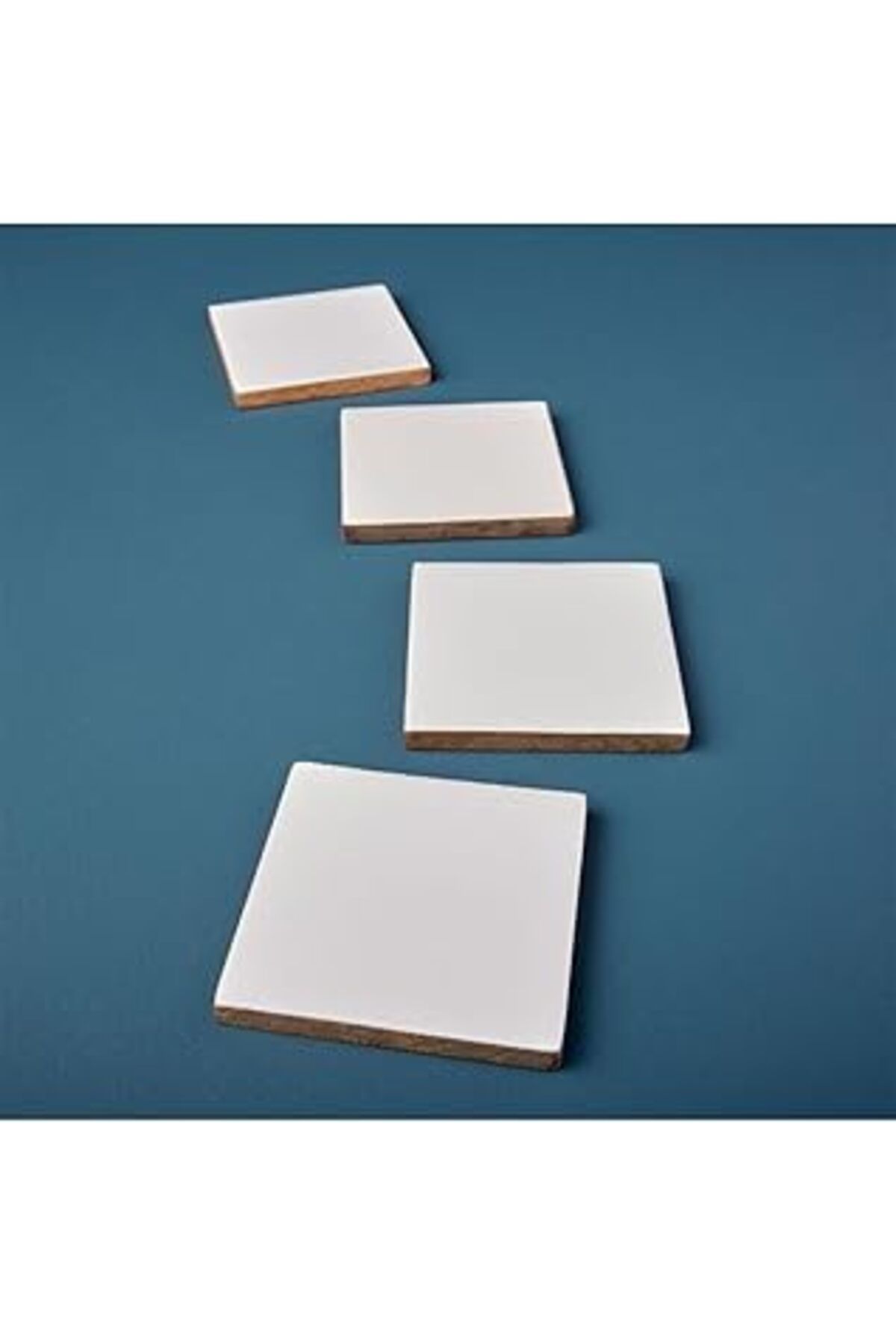 Hepta Collection Be Home 4'Lü Set Mango Ahşap & Beyaz Kare Bardak Altlığı 10 X 10 Cm