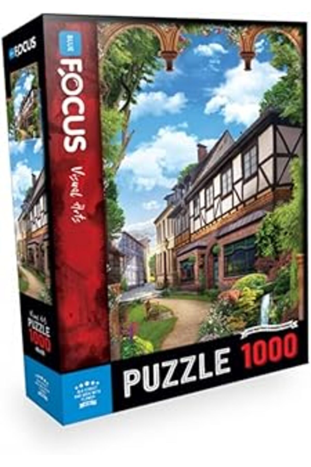 Hepta Collection Blue Focus-1000 Parça Puzzle Old Street And Arch Wıth Flower