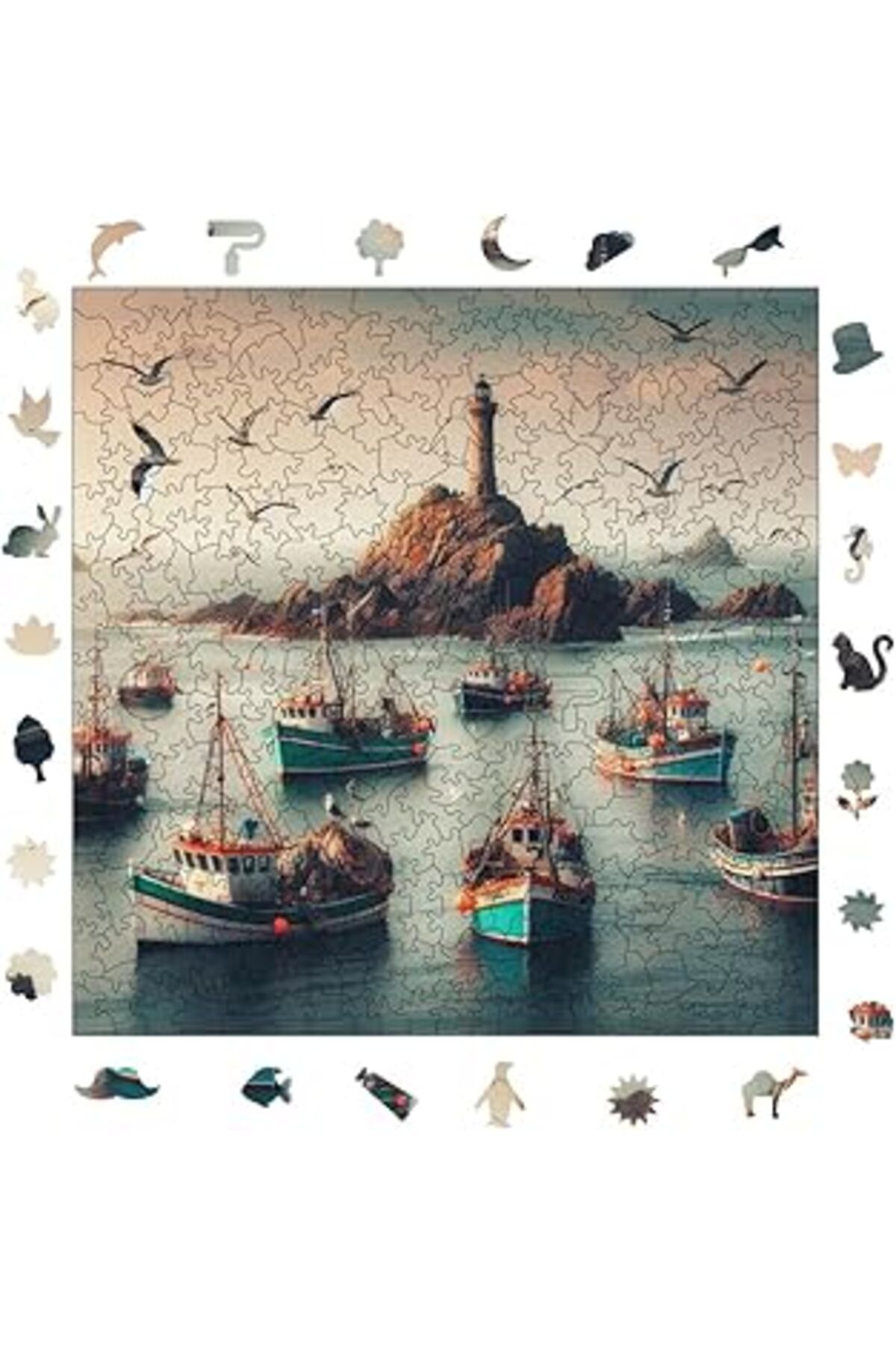 robotrend Pinecone - Ahşap Puzzle Yetişkinler Için - Balıkçı Koyu Benzersiz Parçalı Puzzle - 353 Parça Ahşap