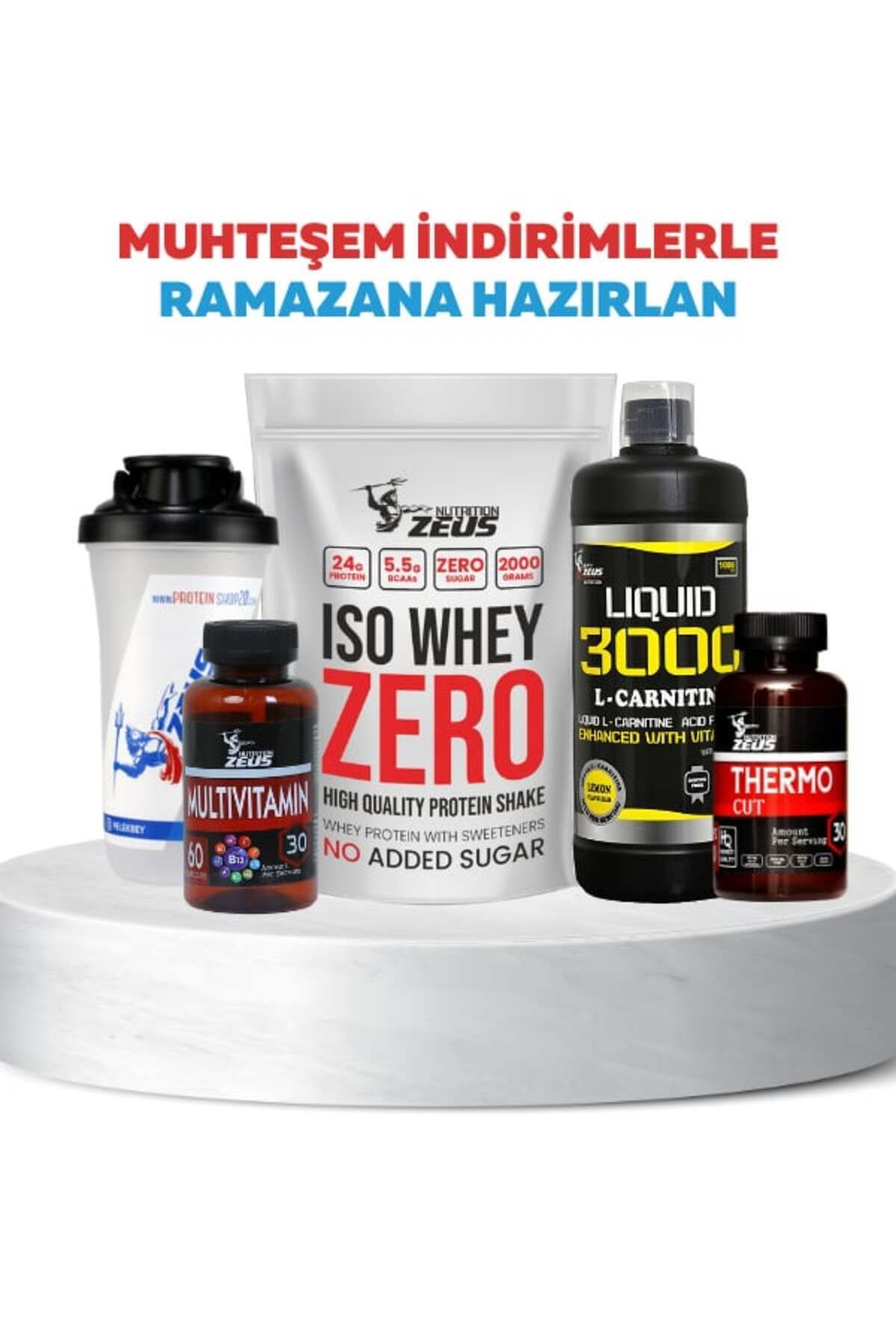 ZEUSNUTRITION Zeus Nutrition Iso whey 2000g-L-carnitine1000ml-MULTİVİTAMİN60TABLT-Thermocut 90Kapsul-SHAKER