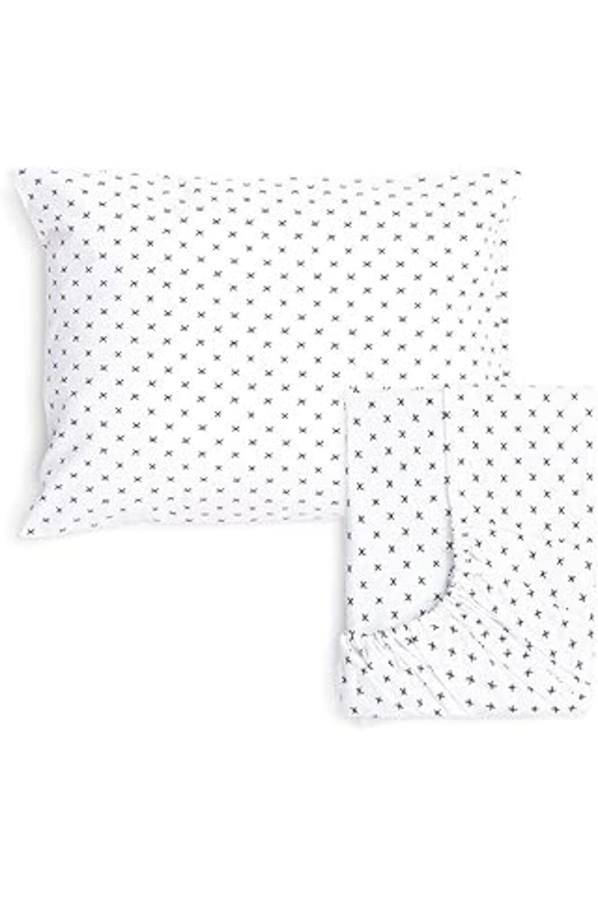TBSProjects Funna Baby Çarşaf & Yastık Kılıfı Seti - Cross - Beyaz - 70 X 130 Cm