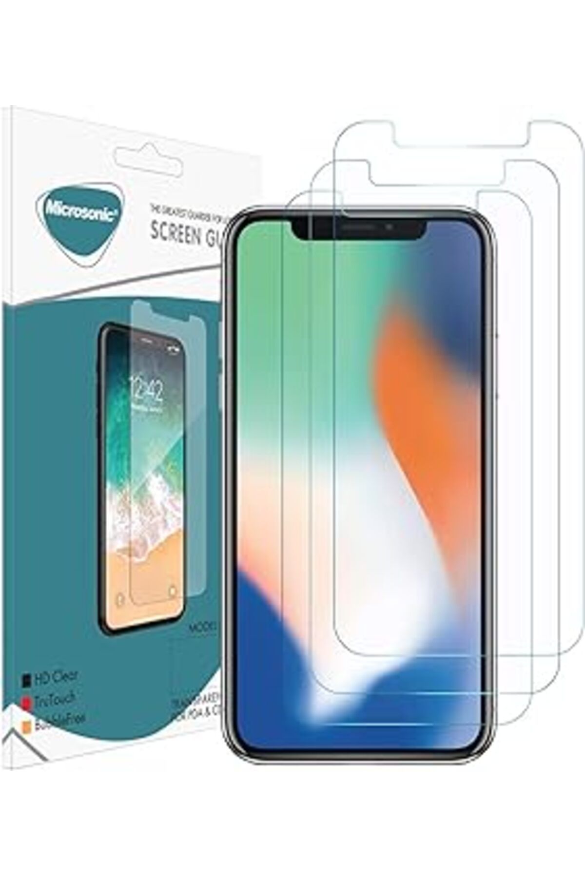 Pazarcan Microsonic Apple Iphone X Ekran Koruyucu Nano Cam (3'Lü Paket)