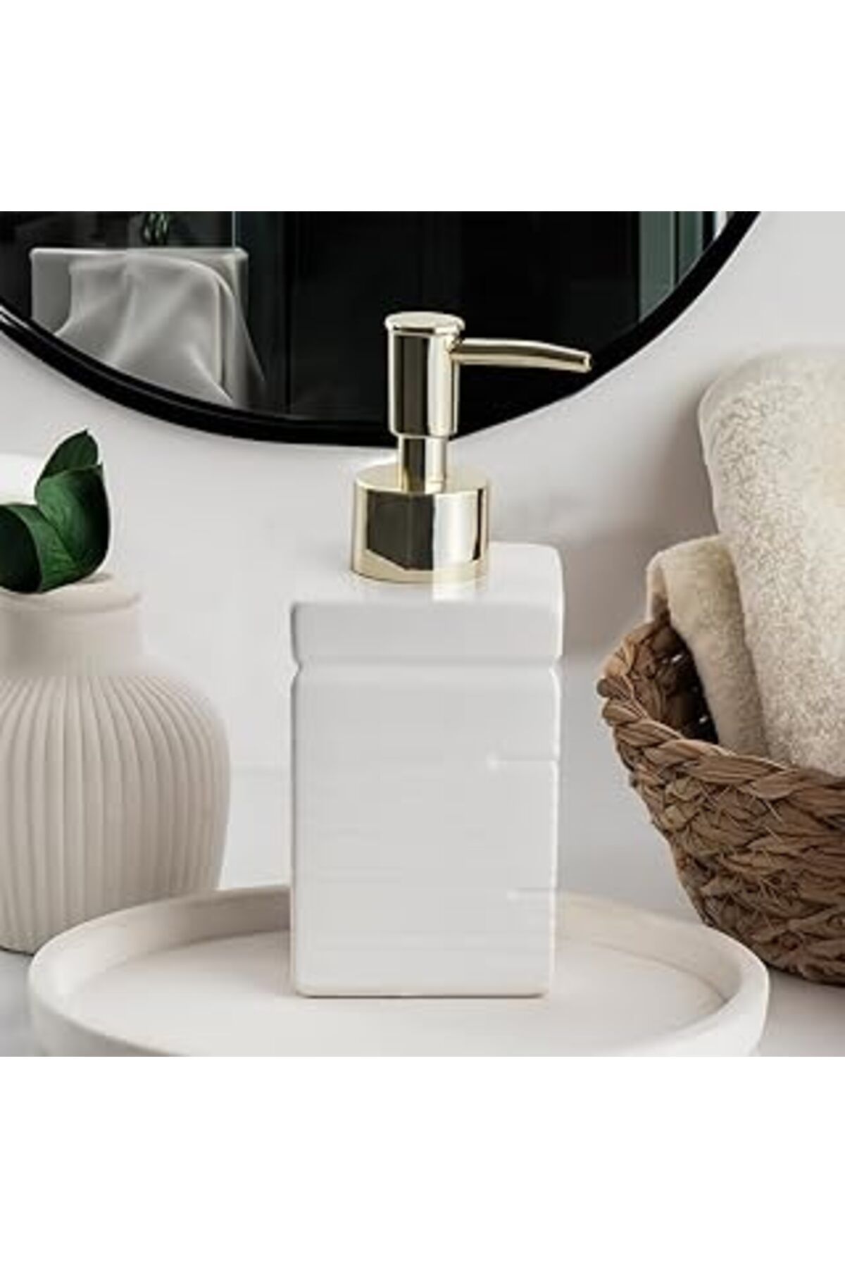 robotrend Porsima 3206 Seramik Sıvı Sabunluk - Tezgah Üstü Banyo Mutfak Lavabo Sabunluğu - 275 Cc Beyaz