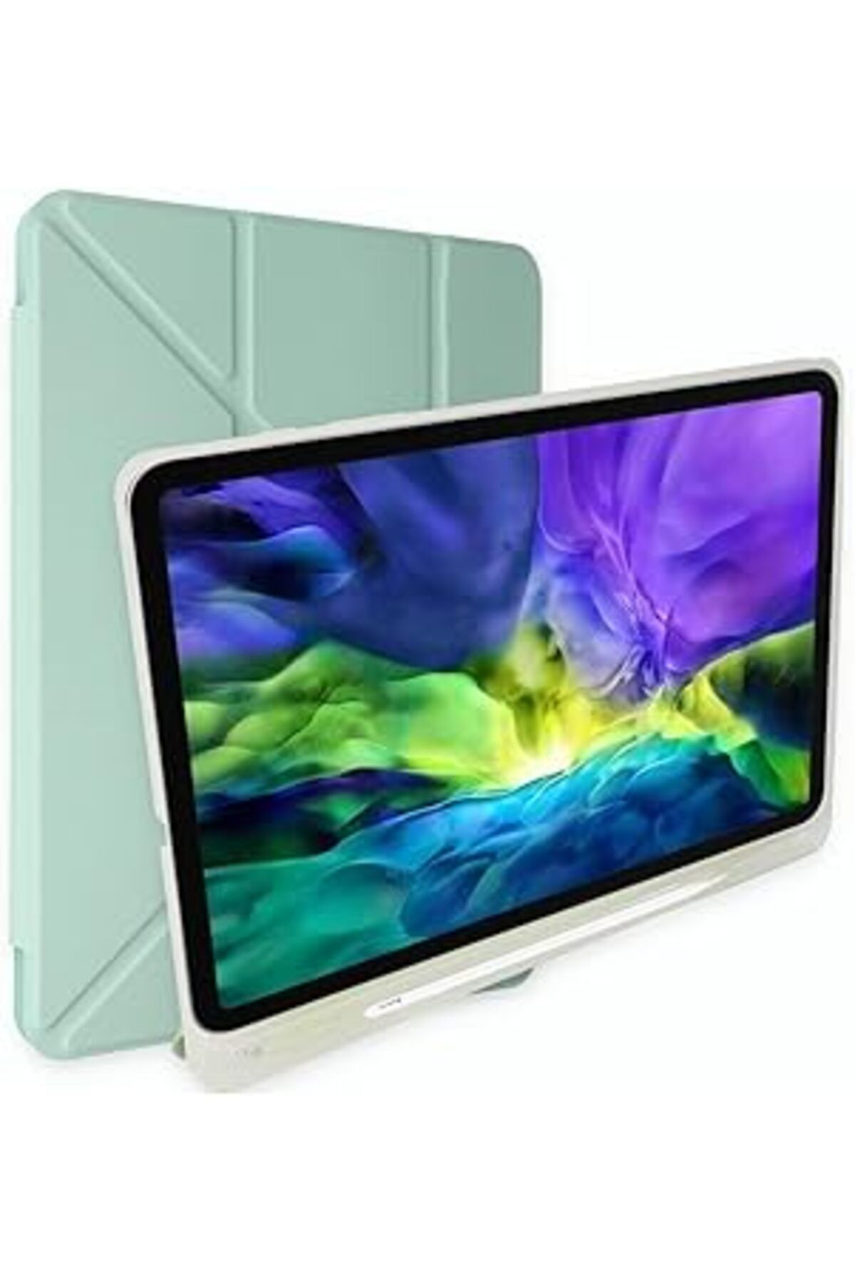 Mu Art Kılıf Y Smart Cover Standlı Uyku Modlu Kalem Yerli Mars Kapak Açık Yeşil Galaxy Tab S8 Plus X800 X8