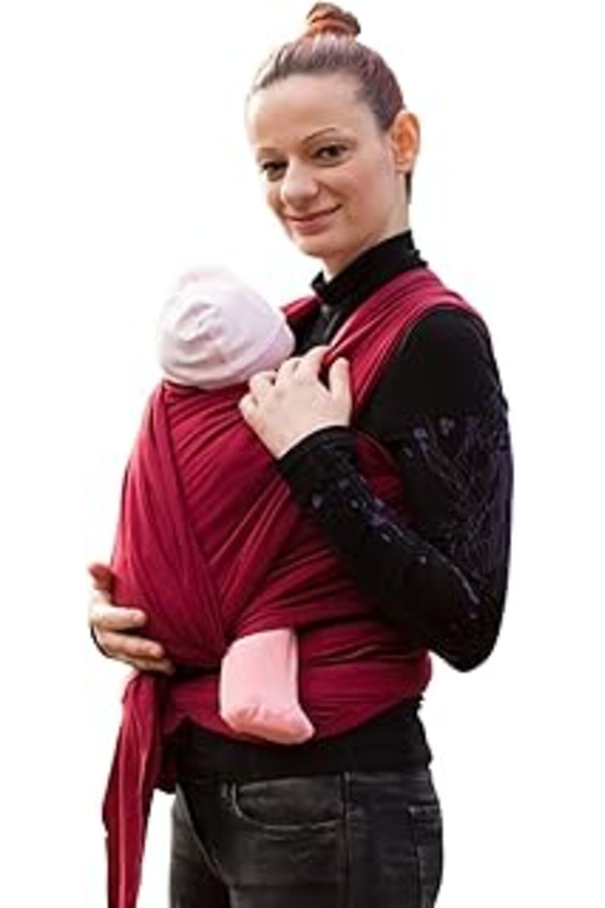 Mu Art Ahşap Neko Slings Esnek Wrap Bebek Taşıma Şalı, Kanguru, Bordo