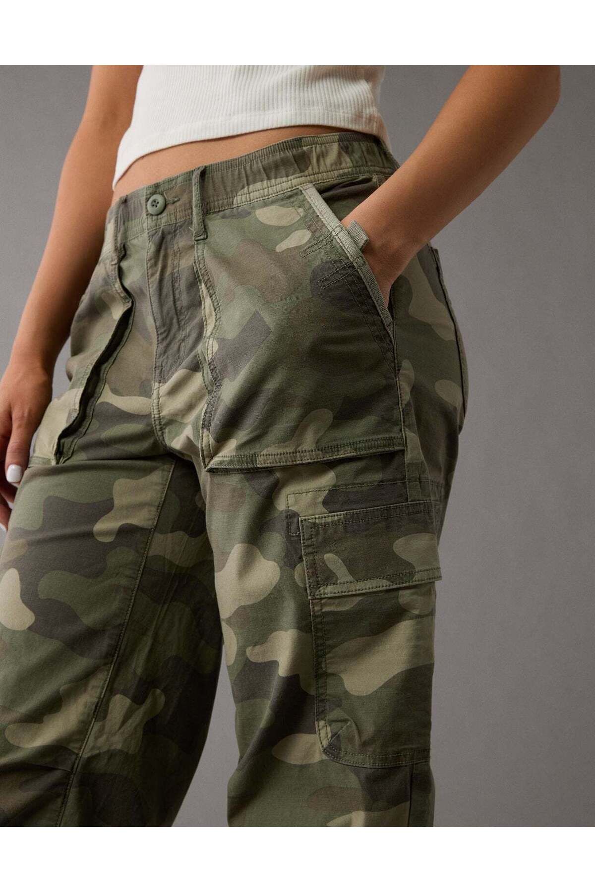 AMERICAN EAGLE-بنطلون رياضي فضفاض بخصر عالٍ من Ae Stretch 3