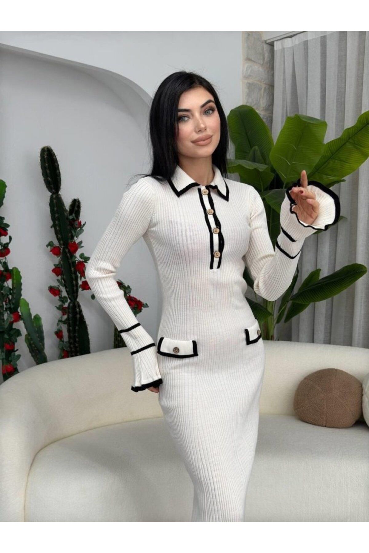 MRA Fashion Wale Cep Detaylı Elbise