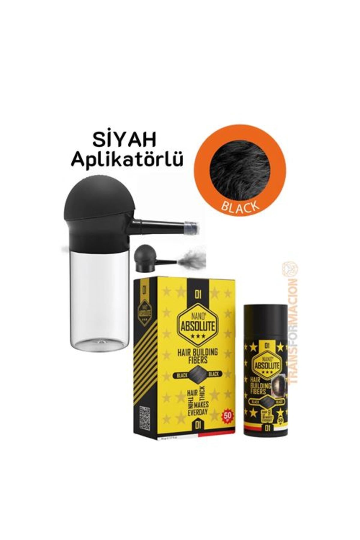 Ladesmedya Aplikatörlü Saç Dolgunlaştırıcı Fiber Topik Toz SİYAH 50 Gram