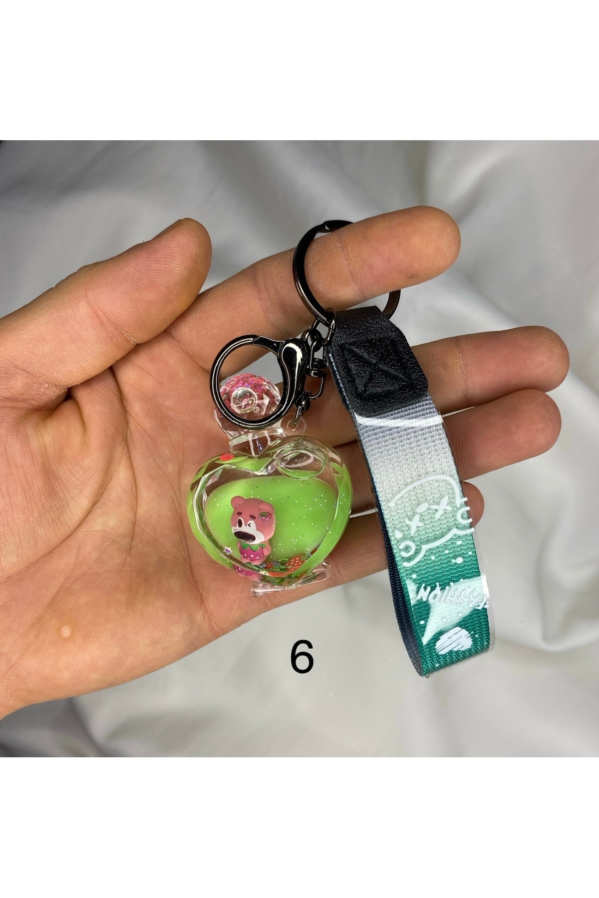 nss sky rock-Colorful Heart Shaped Liquid Transparent Potion Bottle Keychain and Bag Accessory with Teddy Bear Detail 7
