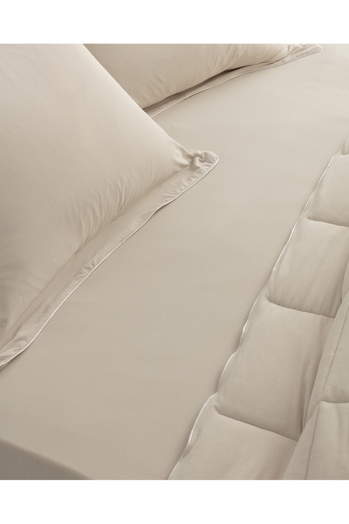 Madame Coco-İlus Single Bamboo Comforter Set - Beige 3