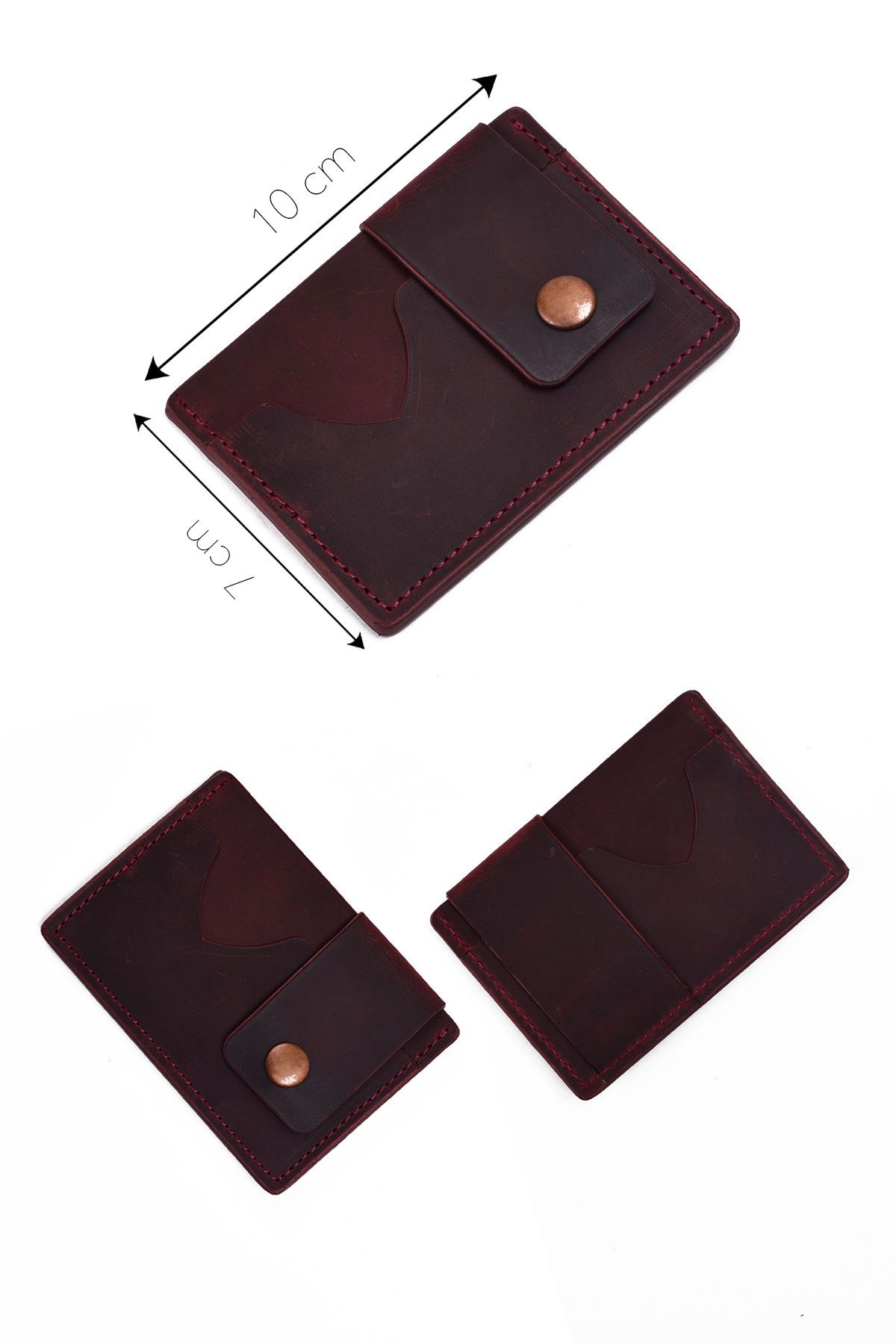 کیف پول زنانه BORDEAUX CRAZY 100 ٪ کارت چرمی دستباف واقعی مردانه مقدس و اصلی DR1130BRB Jewelmim