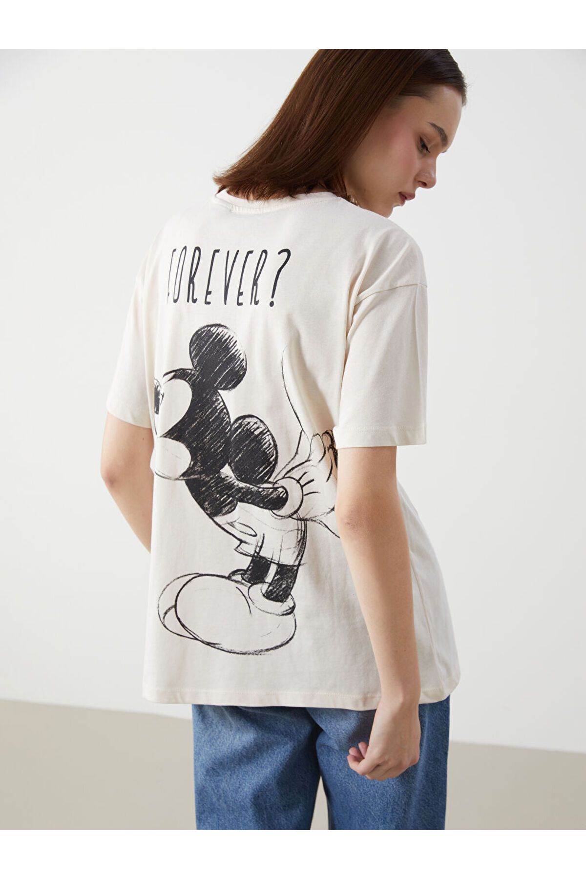 LC Waikiki Yeni Sezon Bisiklet Yaka Minnie Mouse Baskili Kadin Tisort - S5GV65Z8