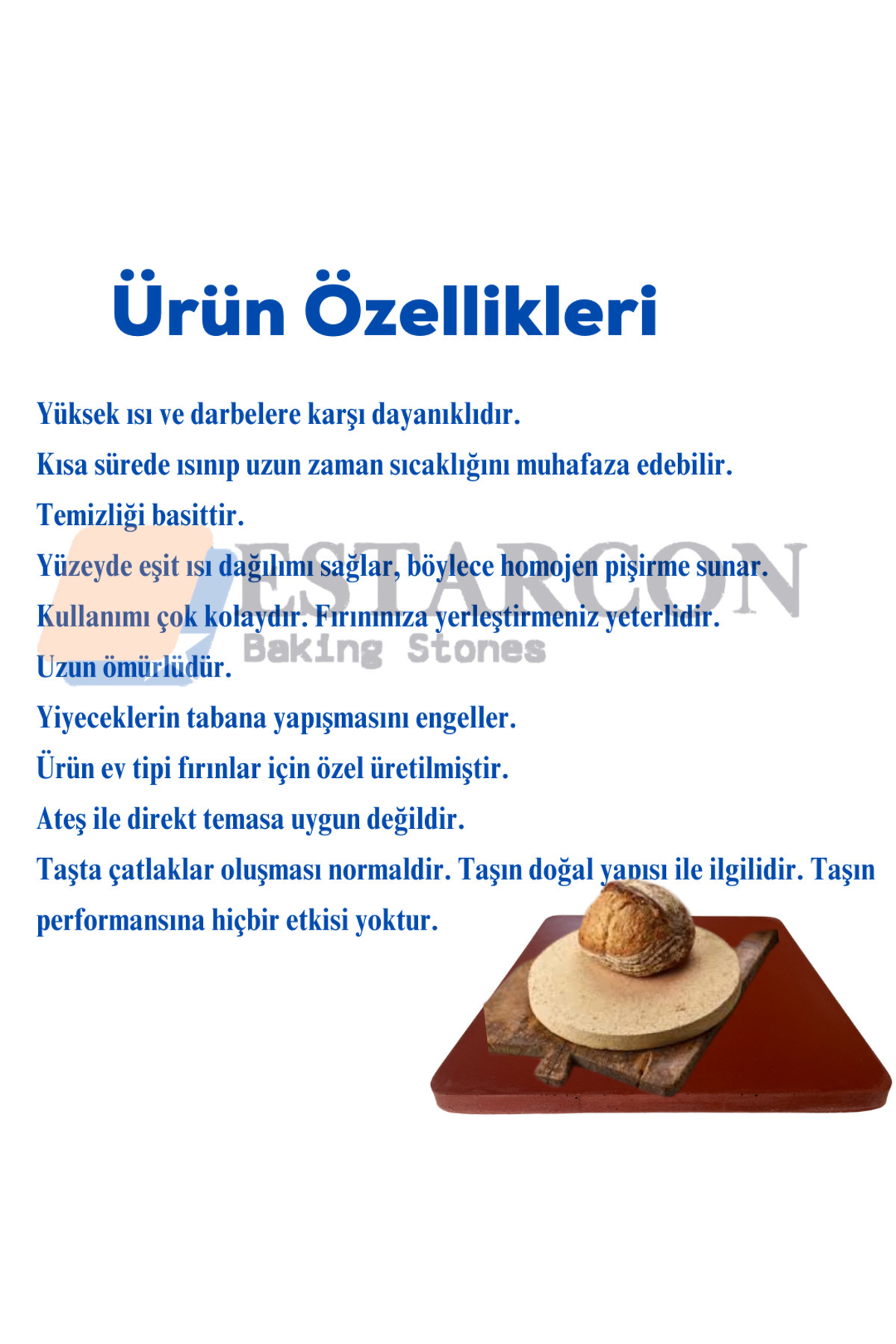 EstarconBakingStone-1Pc 34cm Circle Kiln Stone, 2Pcs 36X40X1.8Cm Kiln Stone (Total 3 Kiln Stones) 2