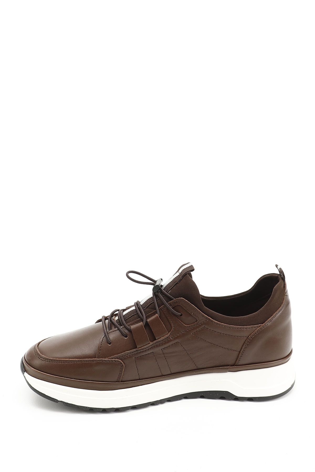 GÖNDERİ(R)-Men's Brown Antique Lycra Rubber Laced Genuine Leather Comfort Sneaker 3