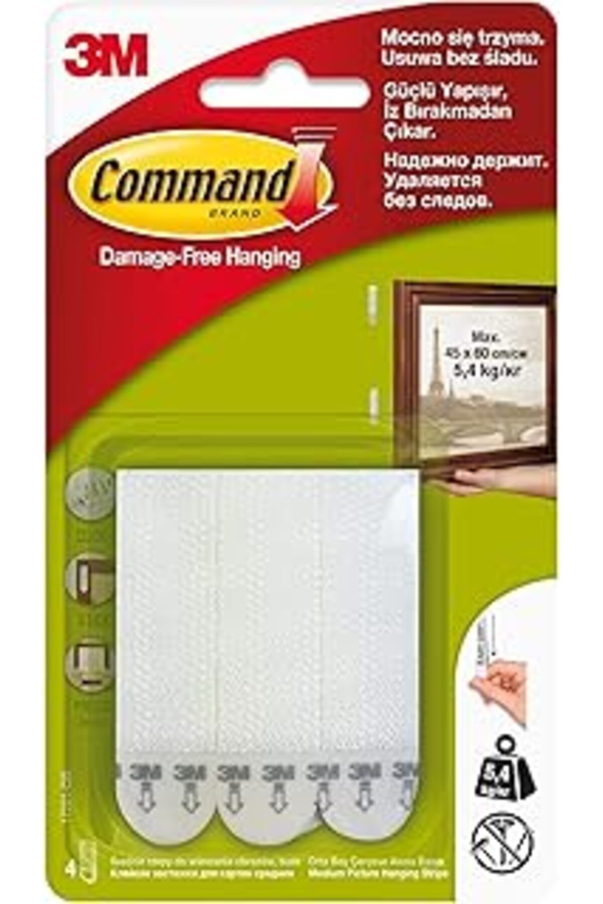 Mu Art Ahşap Command 17201 Cırt Cırt Bant, Orta Boy