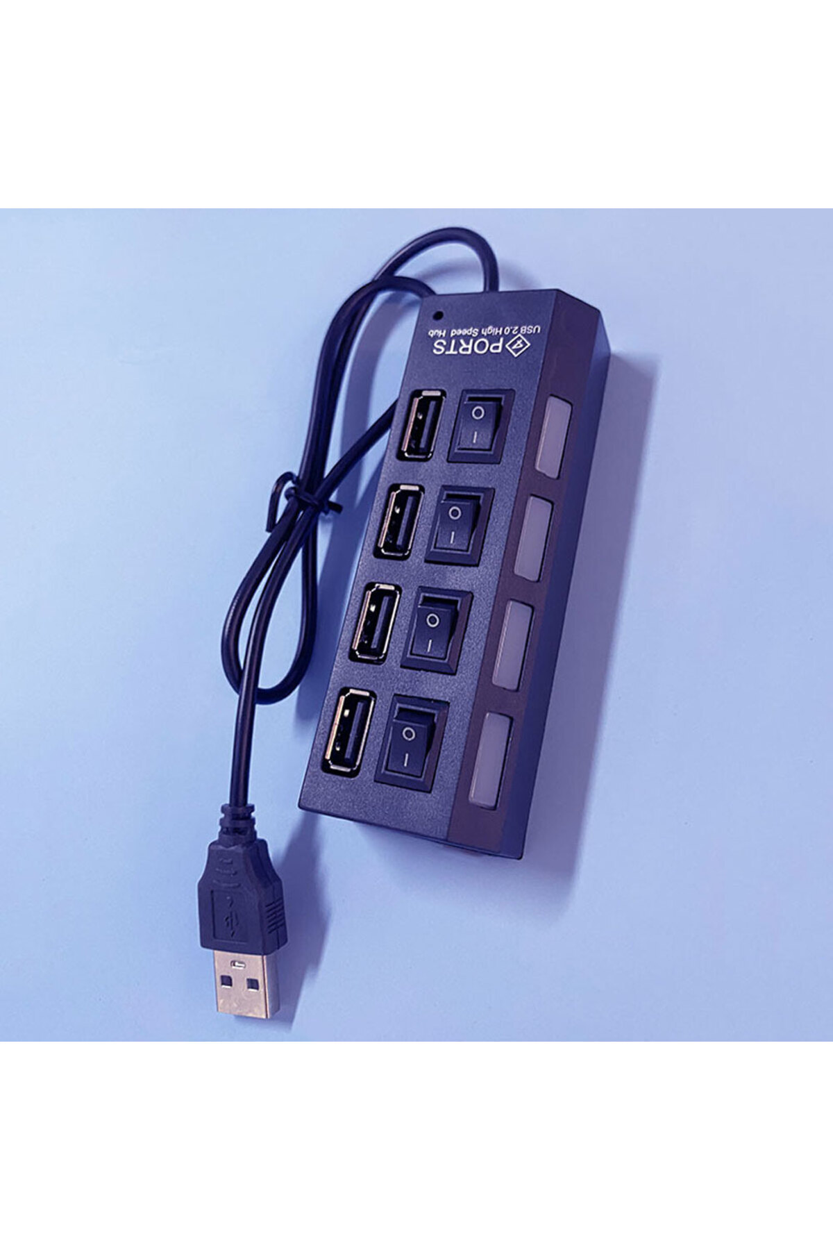 Choice-4 Port Black USB Hub Splitter With Individual Switch USB 4/7 Port Splitter Individual Switch USB Ada 1