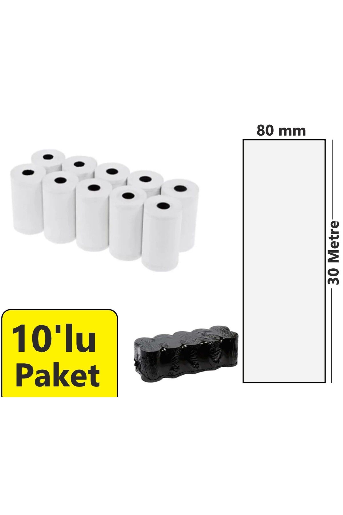 akdenizpos 80x30 Metre Termal Yazarkasa ve Adisyon Rulosu 10'lu Paket