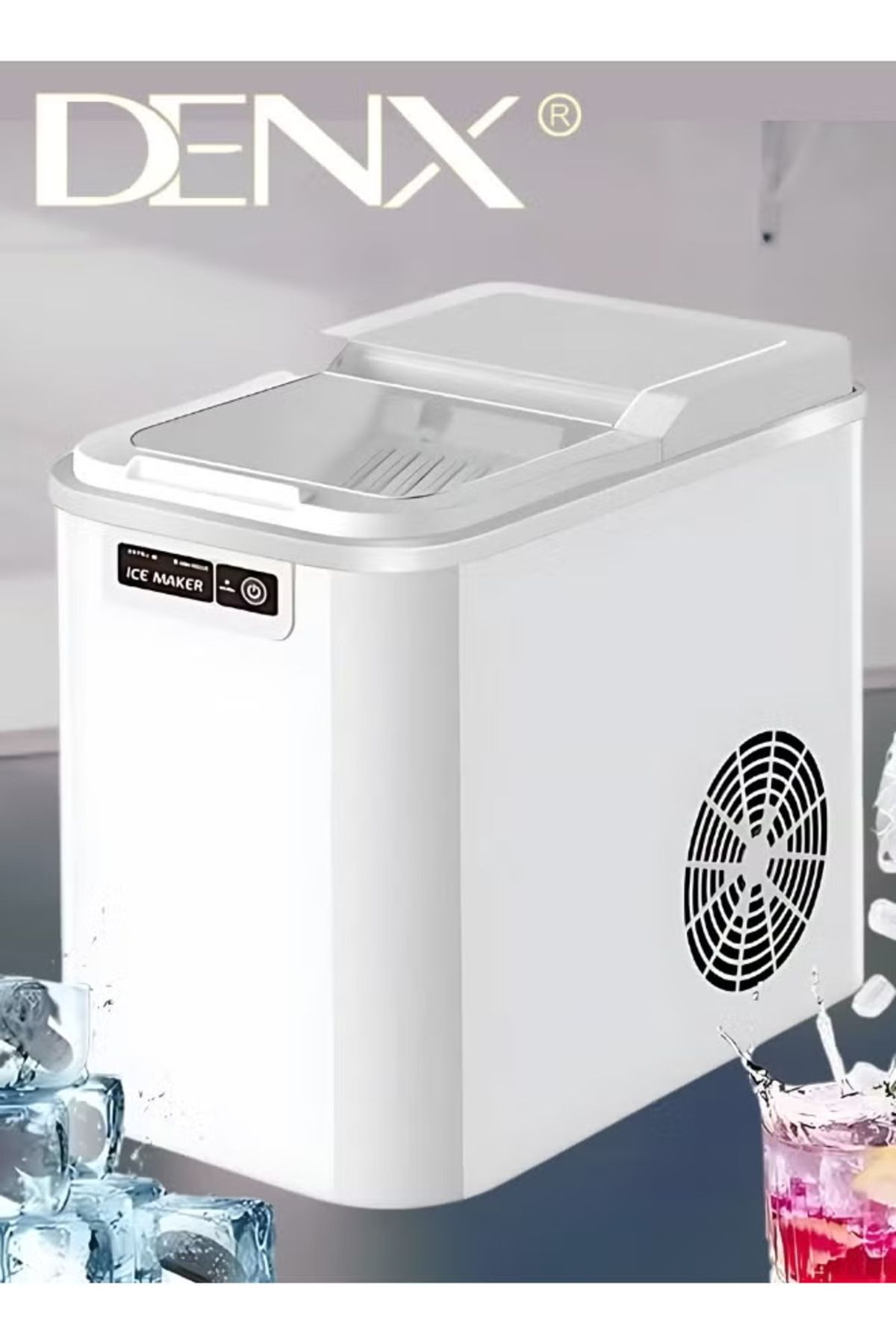 Denx-ماكينة صنع الثلج | ماكينة صنع الثلج الذكية Denx DX2044 بسعة 2.2 لتر وقوة 120 وات مع 9 مكعبات ثلج 2