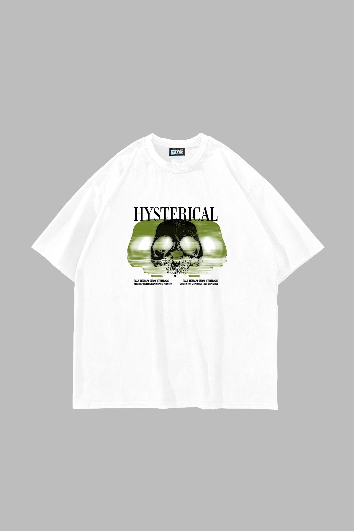 Sekizbiraltı-Hysterical Printed White Oversize Unisex T-Shirt 1