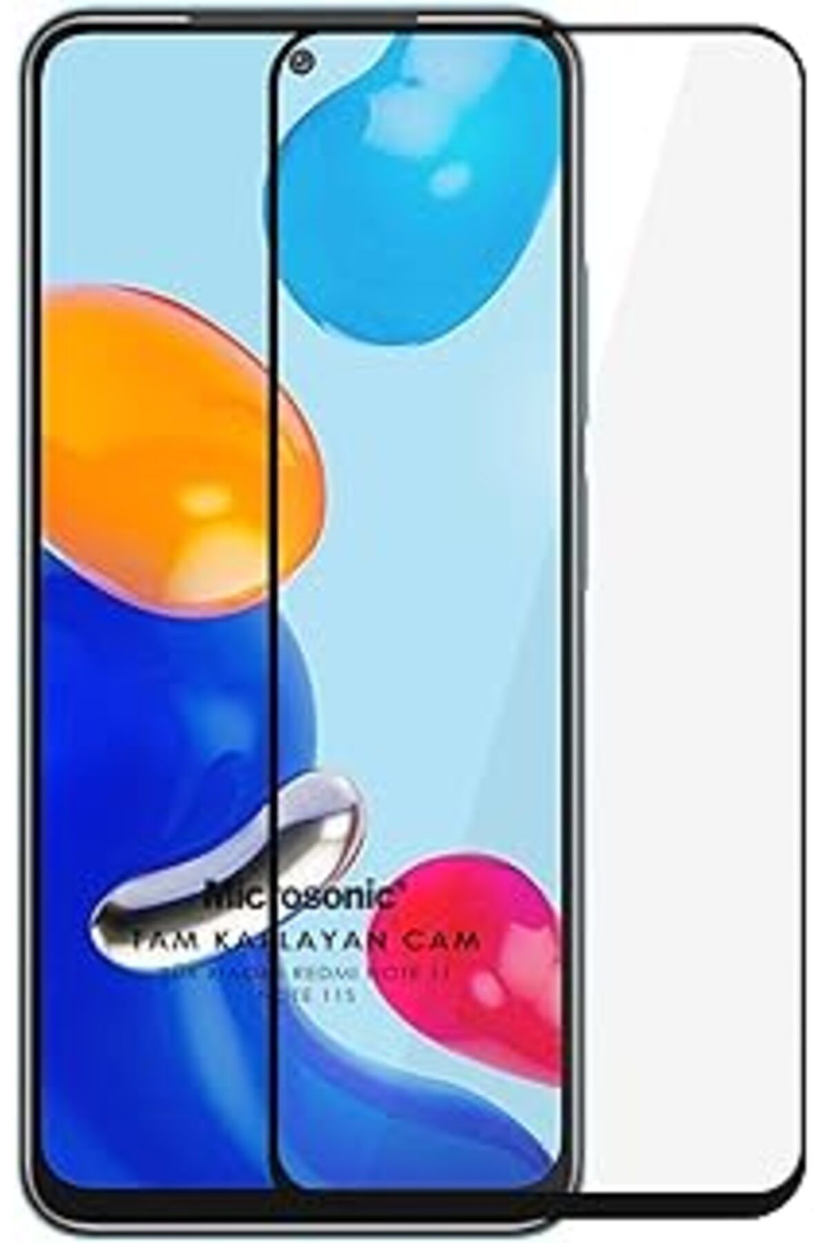 Pazarcan Microsonic Xiaomi Redmi Note 11 Tam Kaplayan Temperli Cam Ekran Koruyucu Siyah