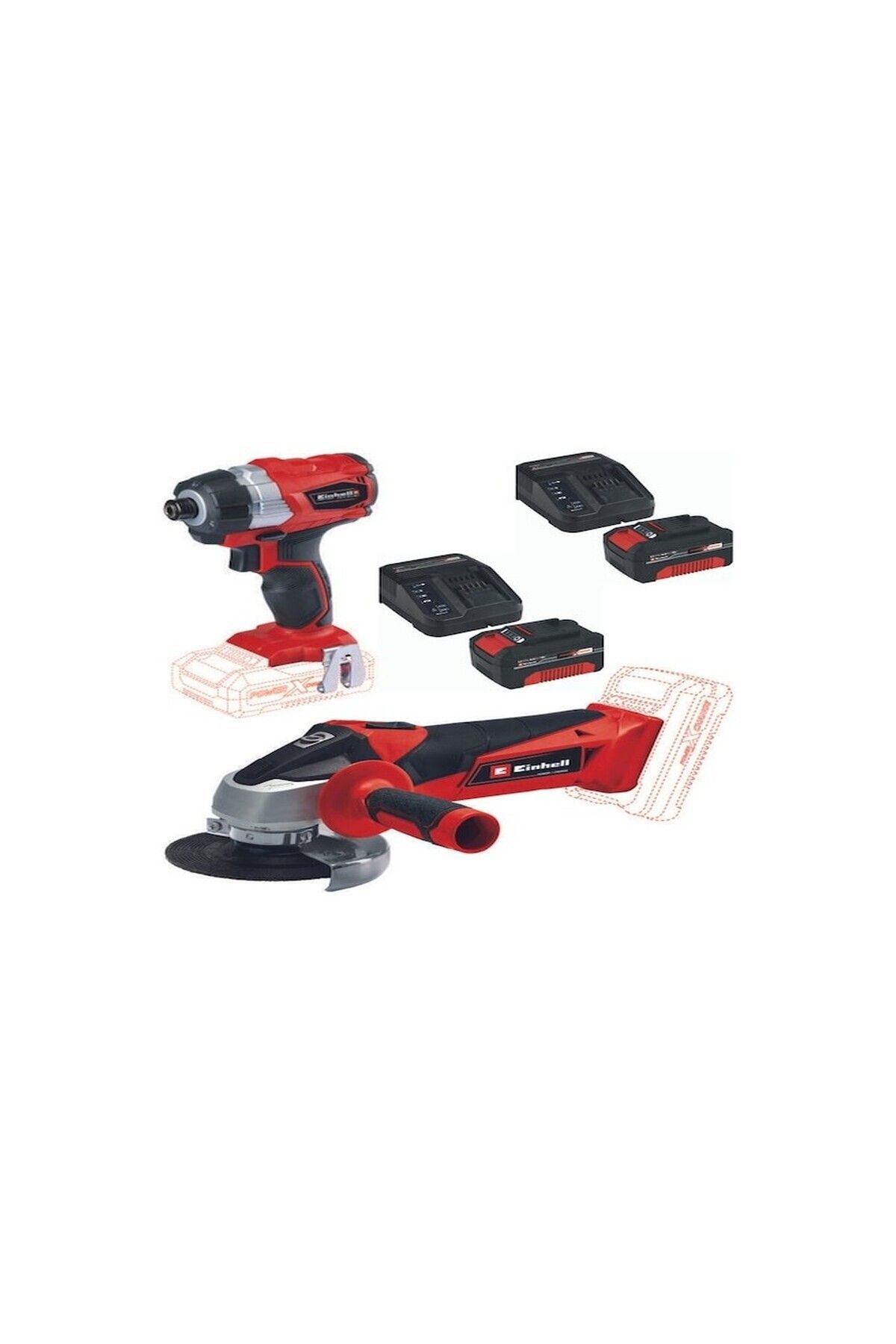 Einhell TE-CI 18 BL Vidalama TC-AG 18/115 Avuç Taşlama 2x4.0 Set