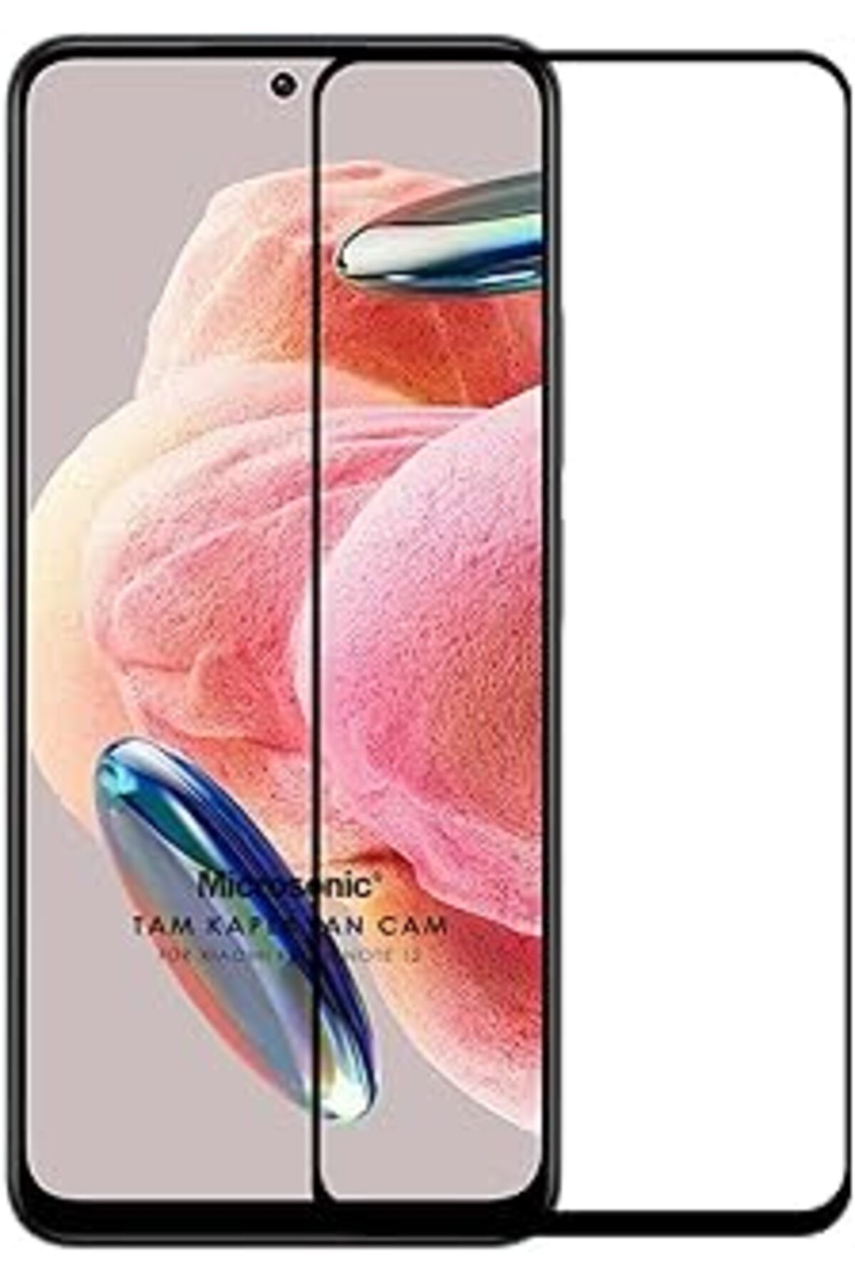 Pazarcan Microsonic Xiaomi Redmi Note 12 4G Tam Kaplayan Temperli Cam Ekran Koruyucu Siyah
