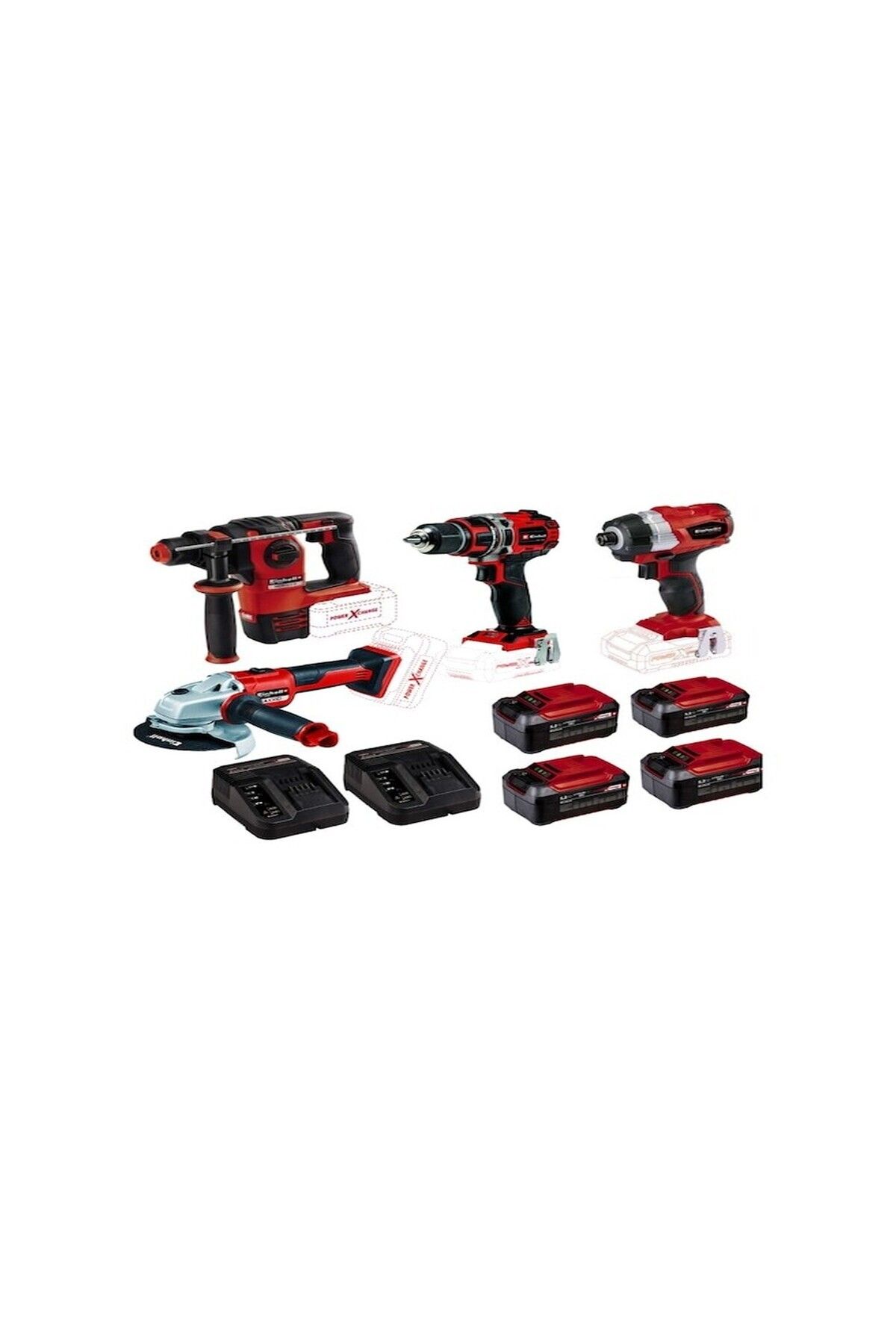 Einhell Kit21 18V 5.2 Ah Li-ion 4 Akülü Matkap + Tork Sıkma + Taşlama + Kırıcı Delici Set