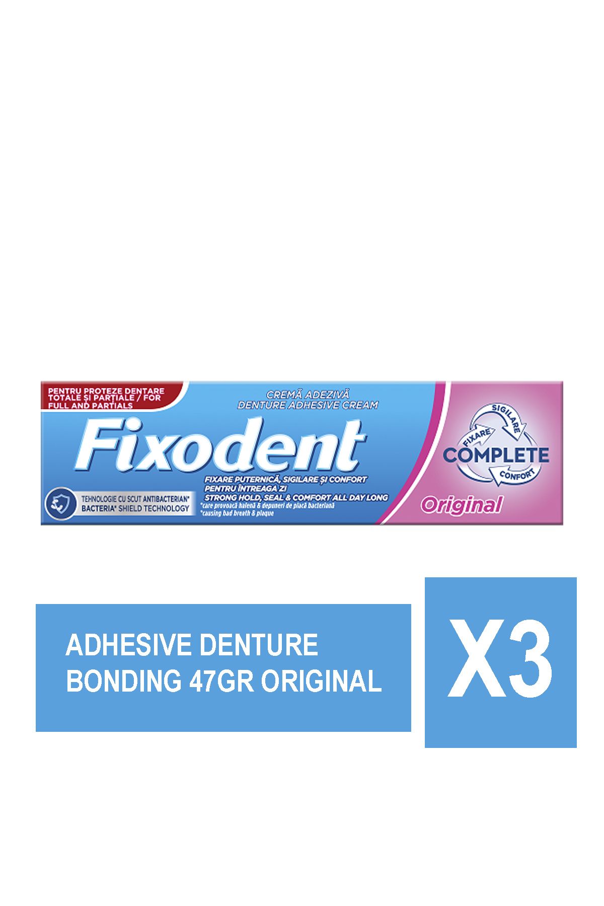 Fixodent Adeziv Pentru Proteze 47gr Original X 3 - One Size